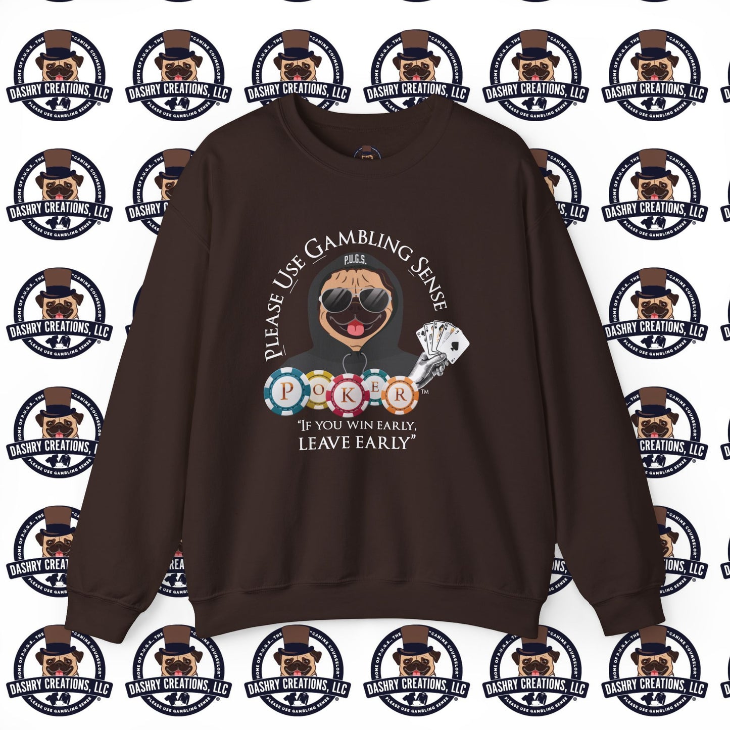 Poker “Win Early Leave” Early Black Hoodie Unisex Heavy Blend™ Crewneck Sweatshirt