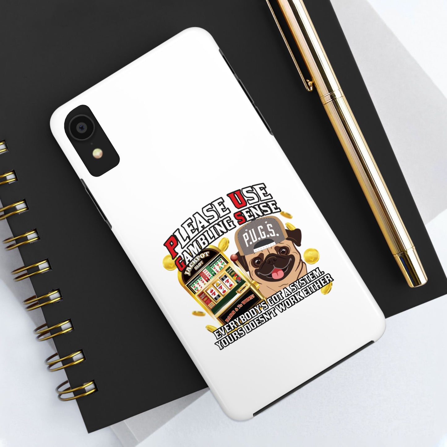 Slots “Everybody’s Got A System” Tan & White Backwards Baseball Cap Tough Phone Cases