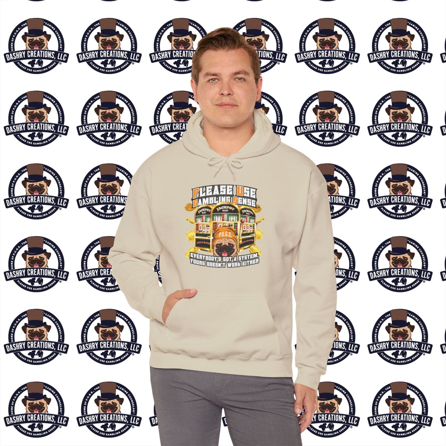 Slots “Everybody’s Got A System” Orange Wool Cap Unisex Heavy Blend™ Hooded Sweatshirt