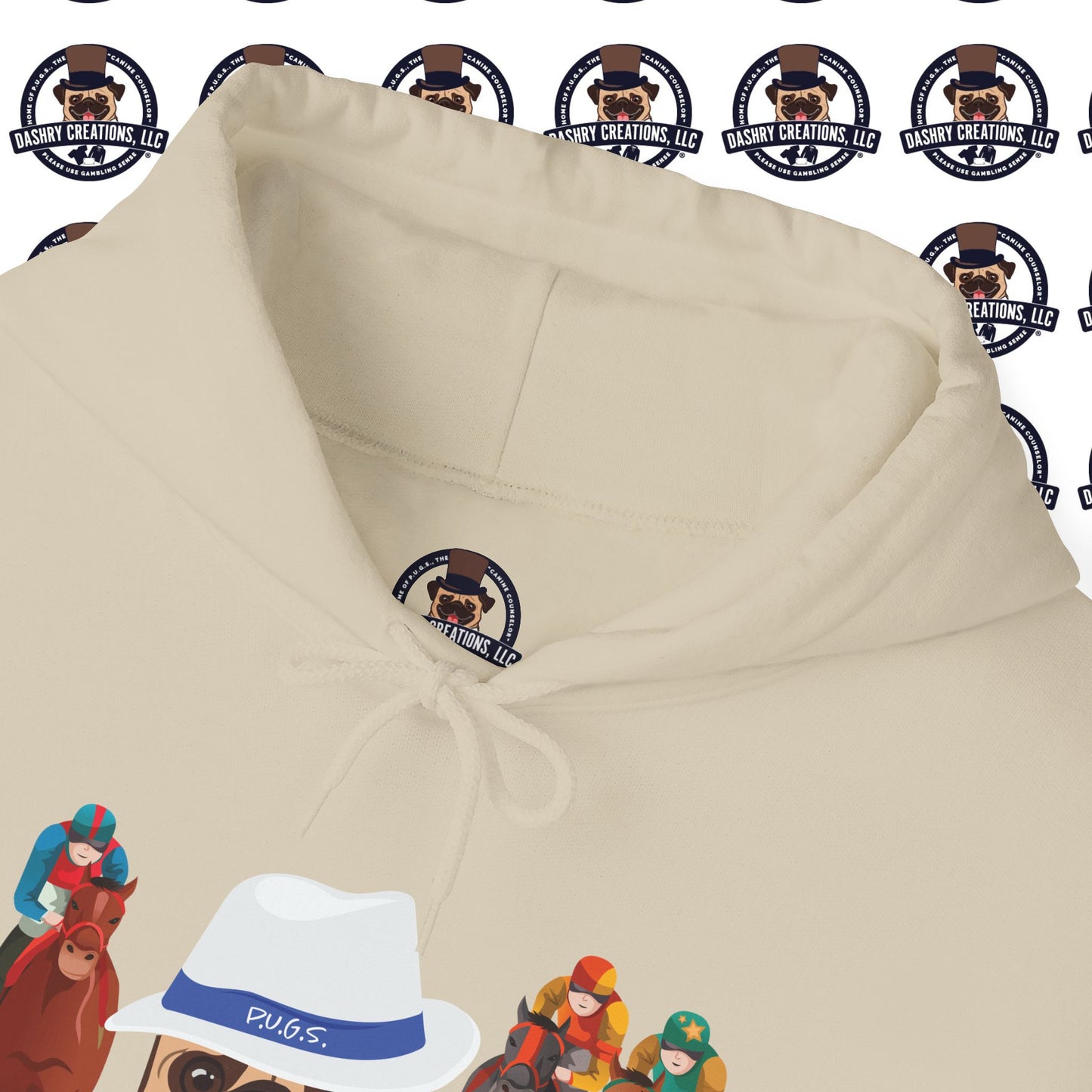 Horse Racing “Portfolio Diversification” White with Blue Band Men’s Fedora Hat Unisex Heavy Blend™ Hooded Sweatshirt