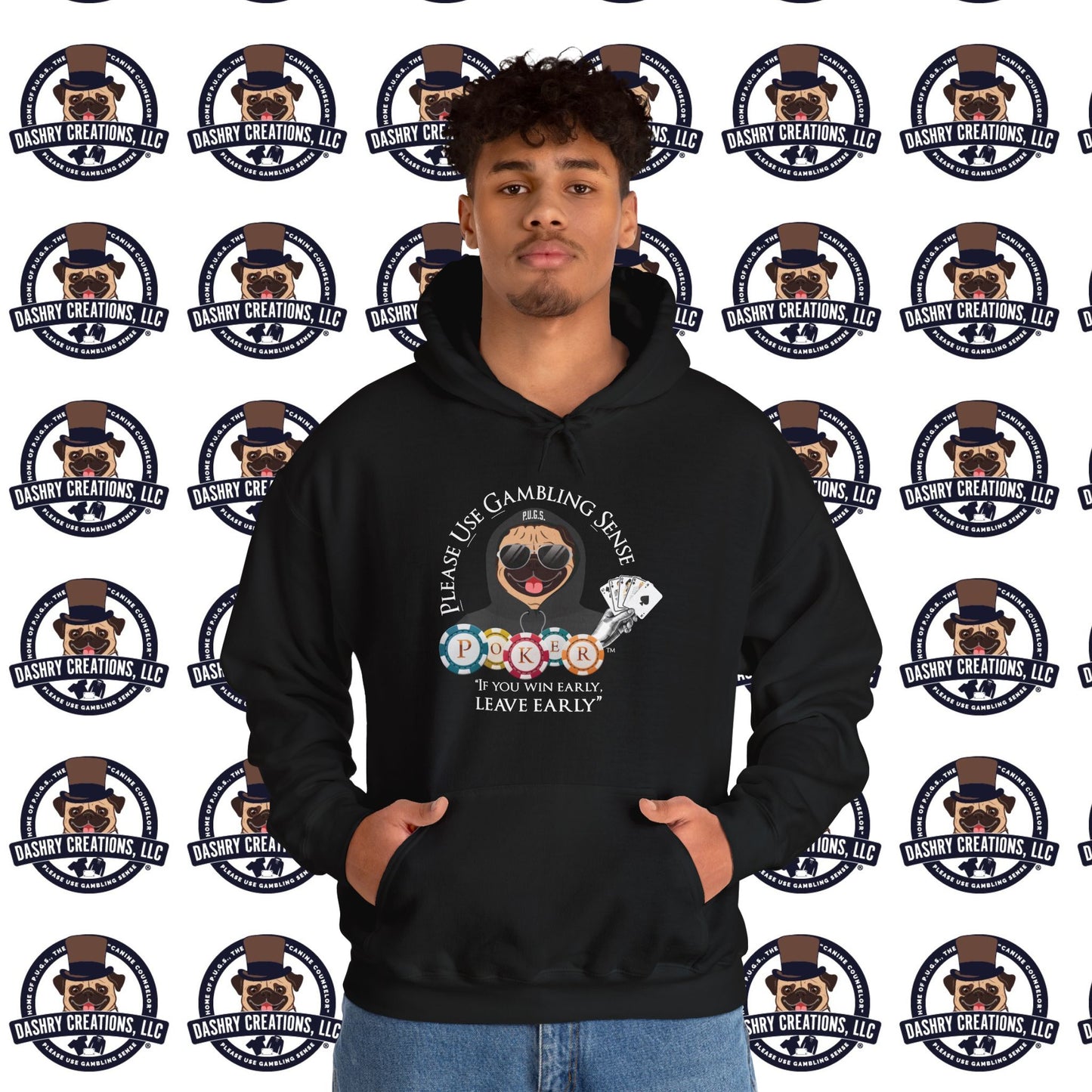 Poker “Win Early Leave” Early Black Hoodie Unisex Heavy Blend™ Hooded Sweatshirt