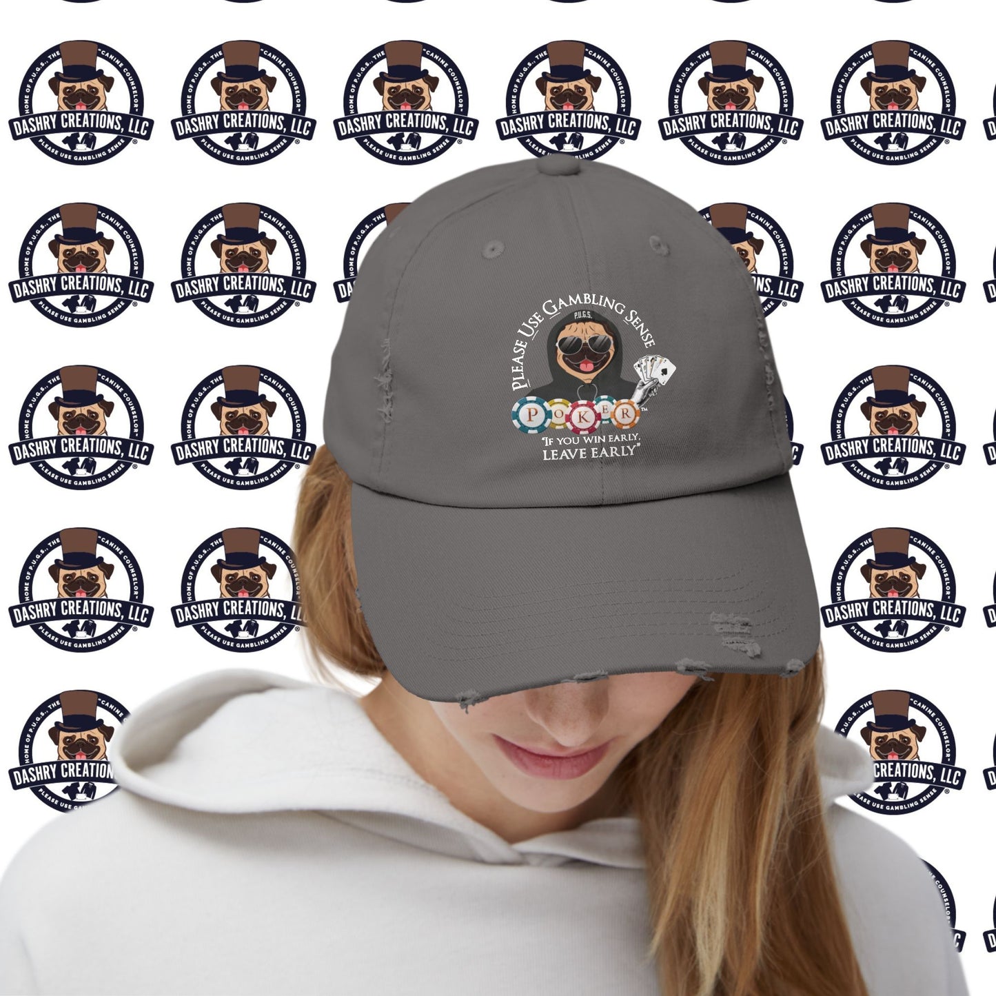 Poker “Win Early Leave” Early Black Hoodie Unisex Distressed Cap