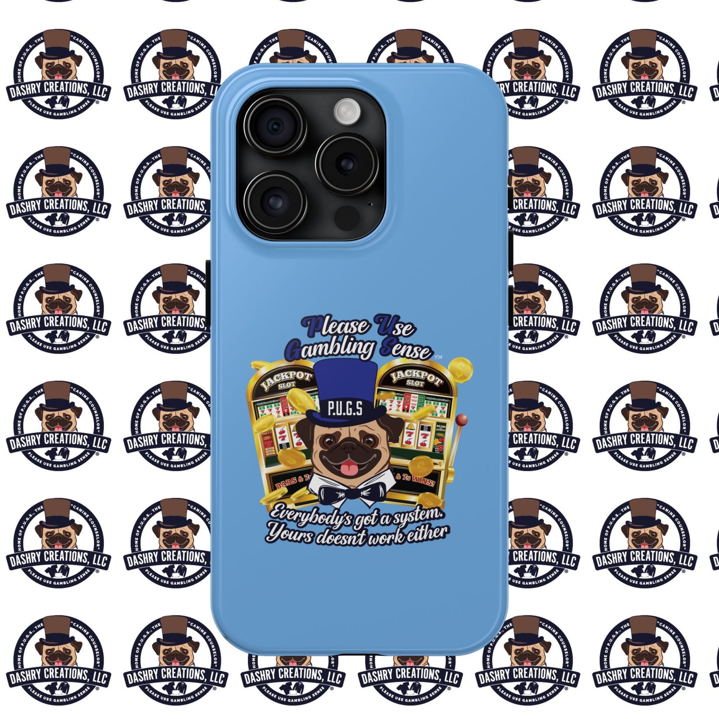 Slots “Everybody’s Got A System” Blue & Black Top Hat Tough Phone Cases
