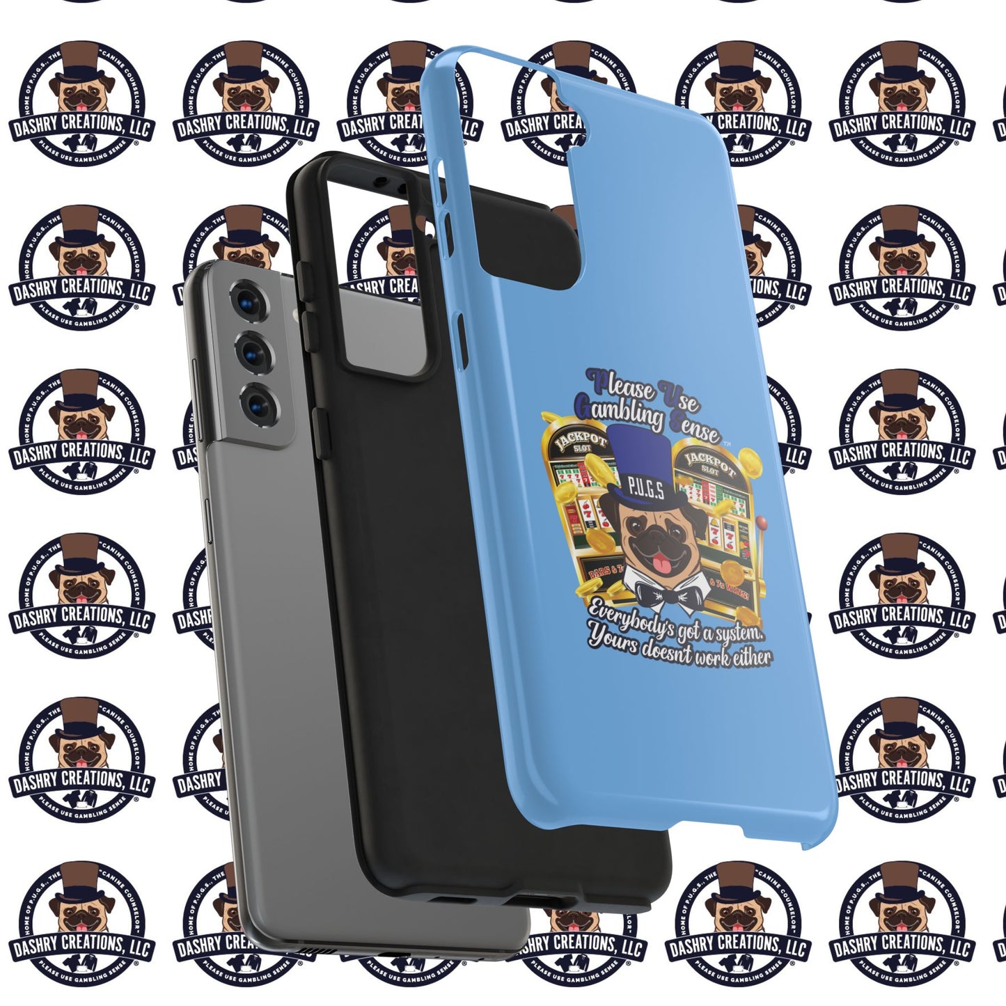 Slots “Everybody’s Got A System” Blue & Black Top Hat Tough Phone Cases
