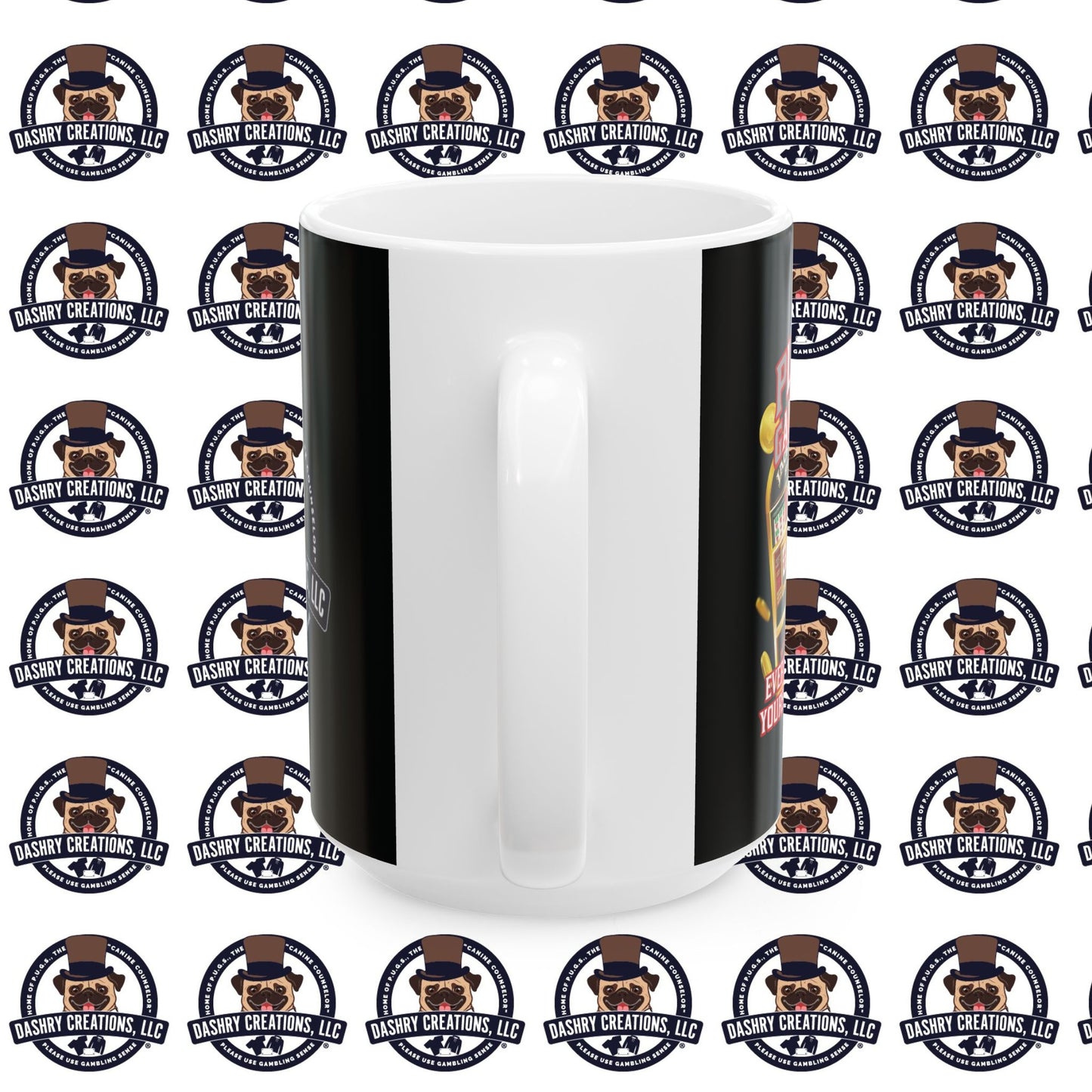 Slots “Everybody’s Got A System” Tan & White Backwards Baseball Cap Ceramic Mug, (11oz, 15oz)