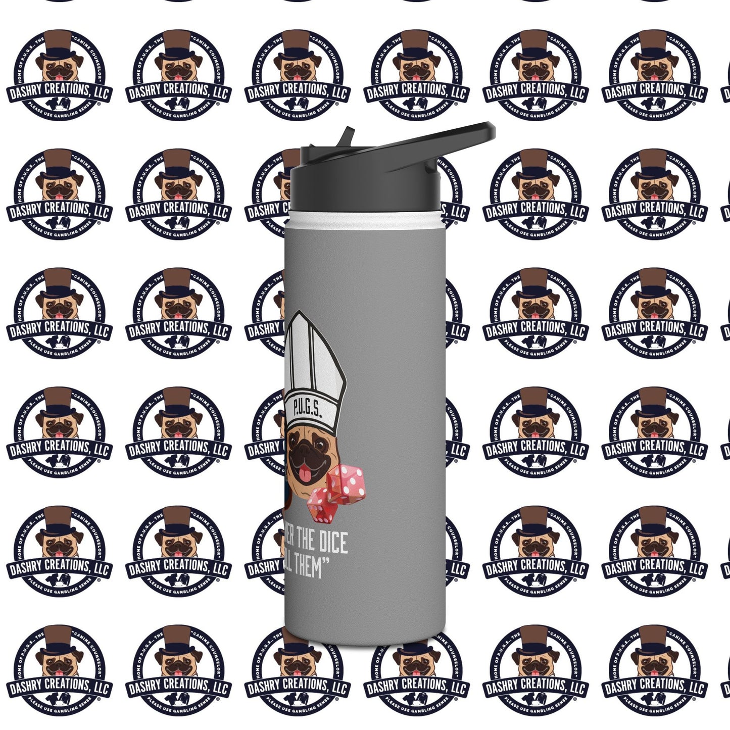 Craps “Praying Over Dice” Bishop’s Mitre Hat Stainless Steel Water Bottle, Standard Lid