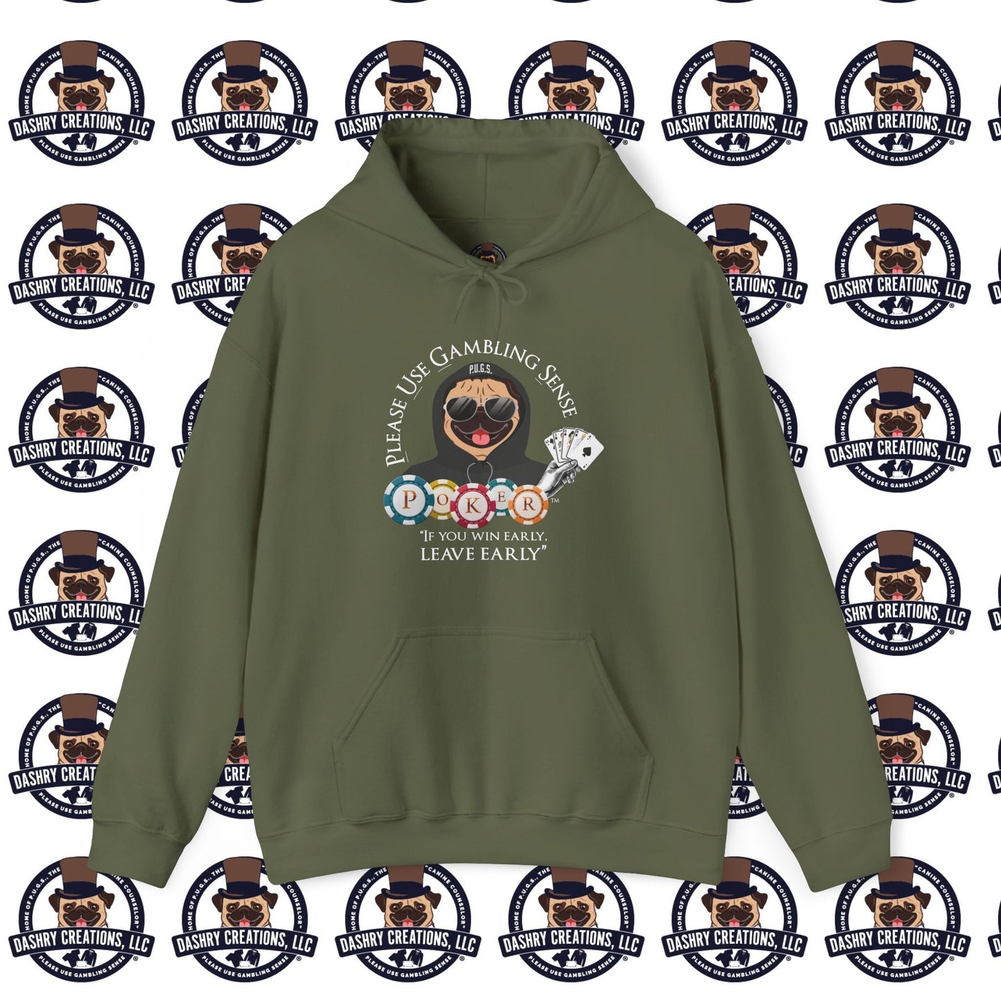 Poker “Win Early Leave” Early Black Hoodie Unisex Heavy Blend™ Hooded Sweatshirt