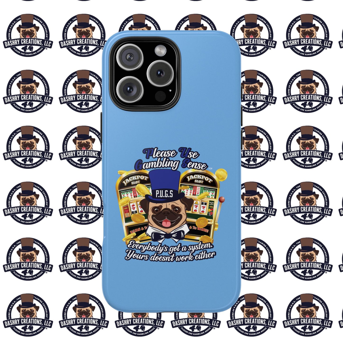 Slots “Everybody’s Got A System” Blue & Black Top Hat Tough Phone Cases