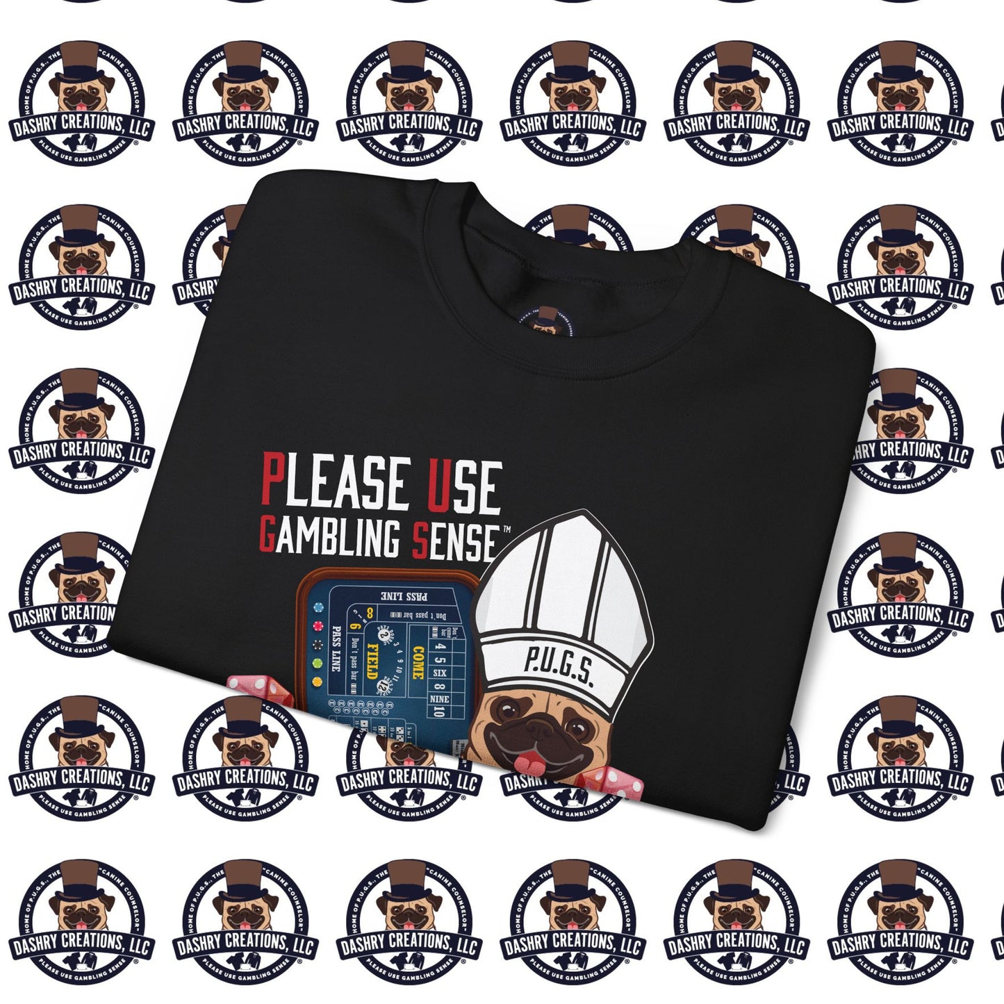 Craps “Praying Over Dice” Bishop’s Mitre Hat Unisex Heavy Blend™ Crewneck Sweatshirt