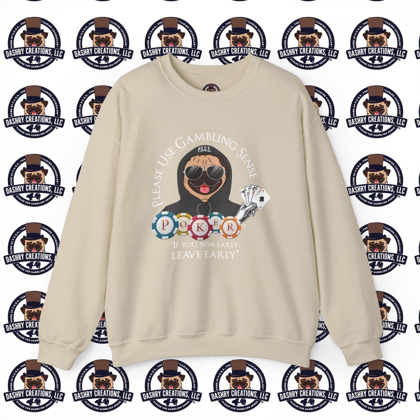 Poker “Win Early Leave” Early Black Hoodie Unisex Heavy Blend™ Crewneck Sweatshirt