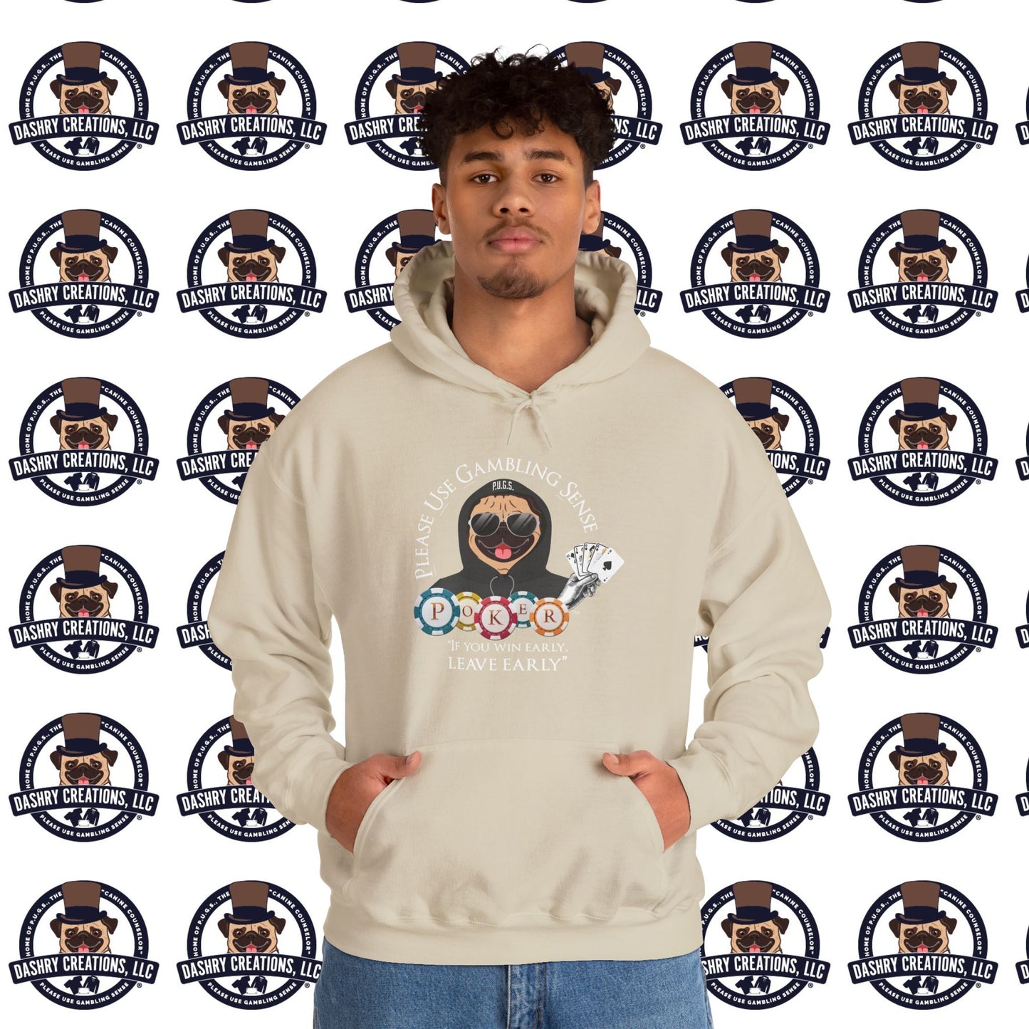 Poker “Win Early Leave” Early Black Hoodie Unisex Heavy Blend™ Hooded Sweatshirt