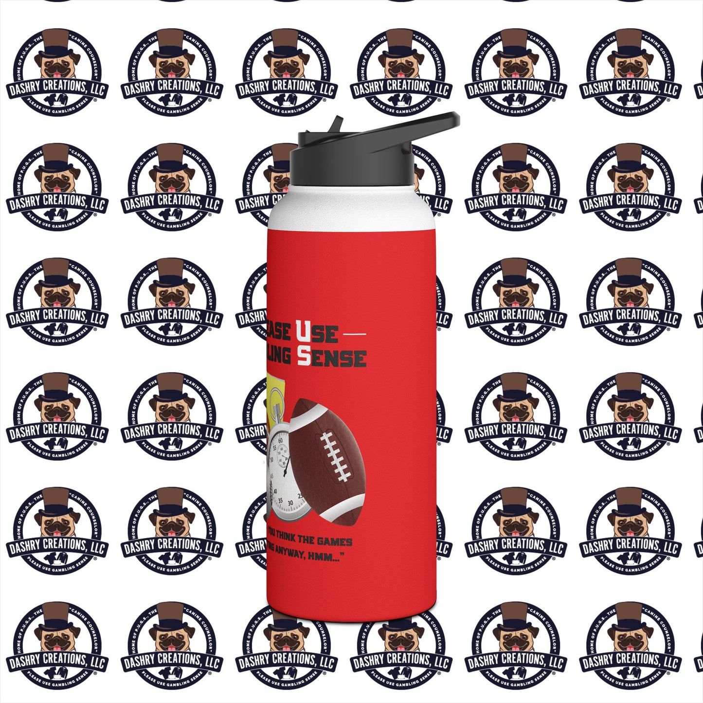 Sports Betting “Games Are Fixed” Helmet Stainless Steel Water Bottle, Standard Lid