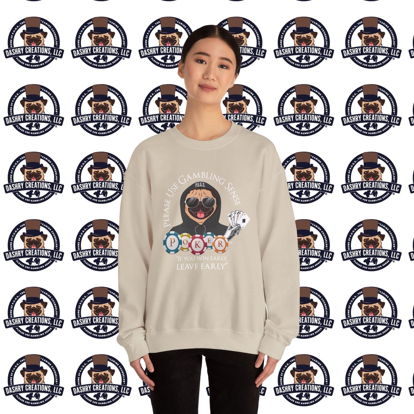 Poker “Win Early Leave” Early Black Hoodie Unisex Heavy Blend™ Crewneck Sweatshirt