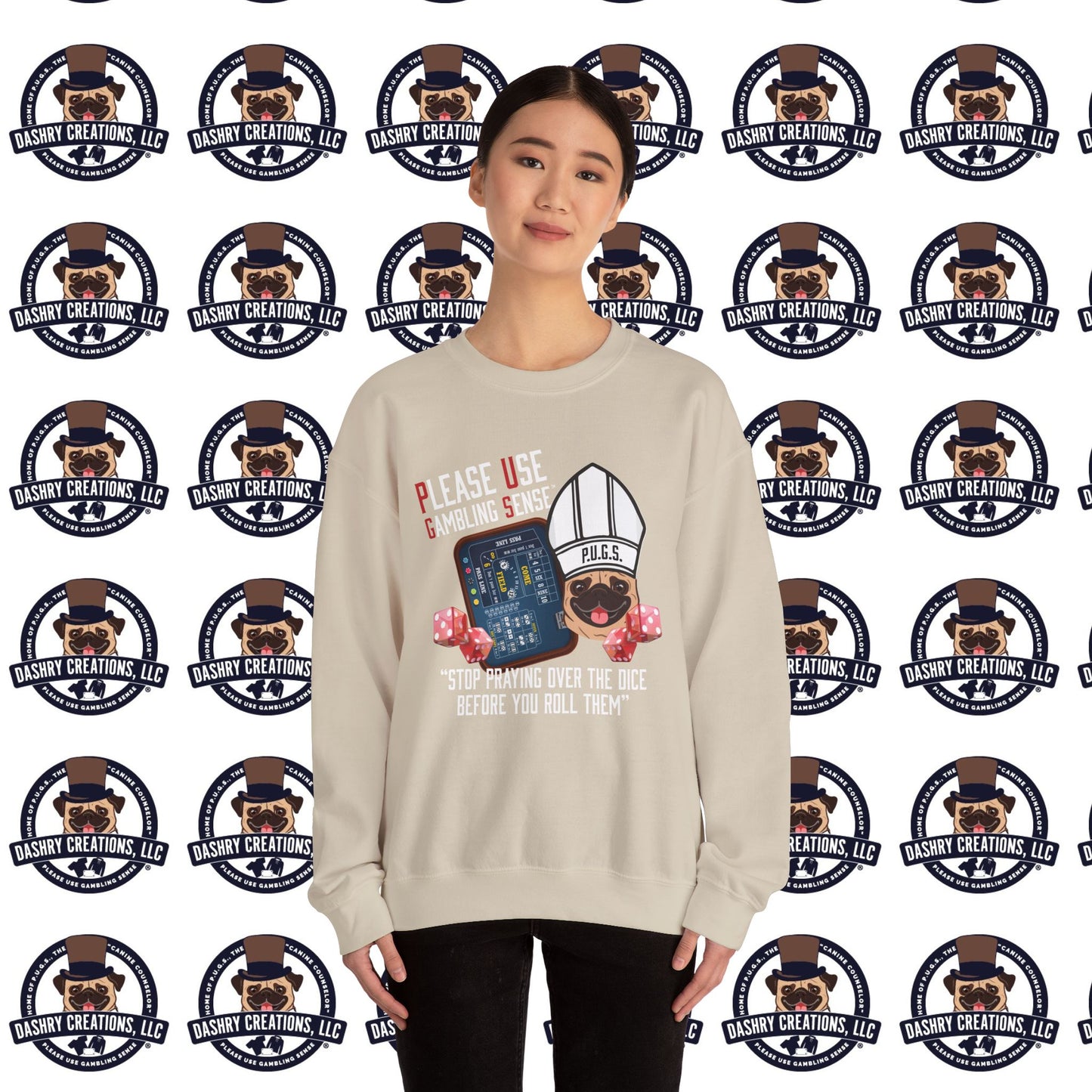 Craps “Praying Over Dice” Bishop’s Mitre Hat Unisex Heavy Blend™ Crewneck Sweatshirt
