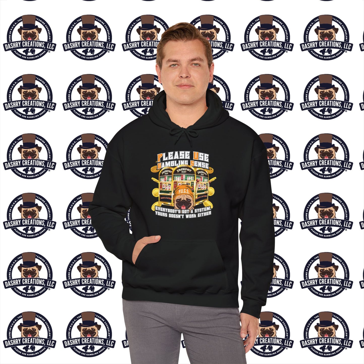 Slots “Everybody’s Got A System” Orange Wool Cap Unisex Heavy Blend™ Hooded Sweatshirt