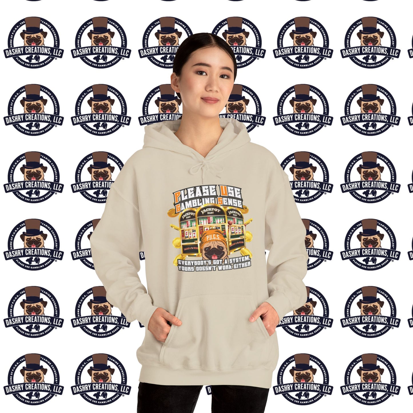 Slots “Everybody’s Got A System” Orange Wool Cap Unisex Heavy Blend™ Hooded Sweatshirt