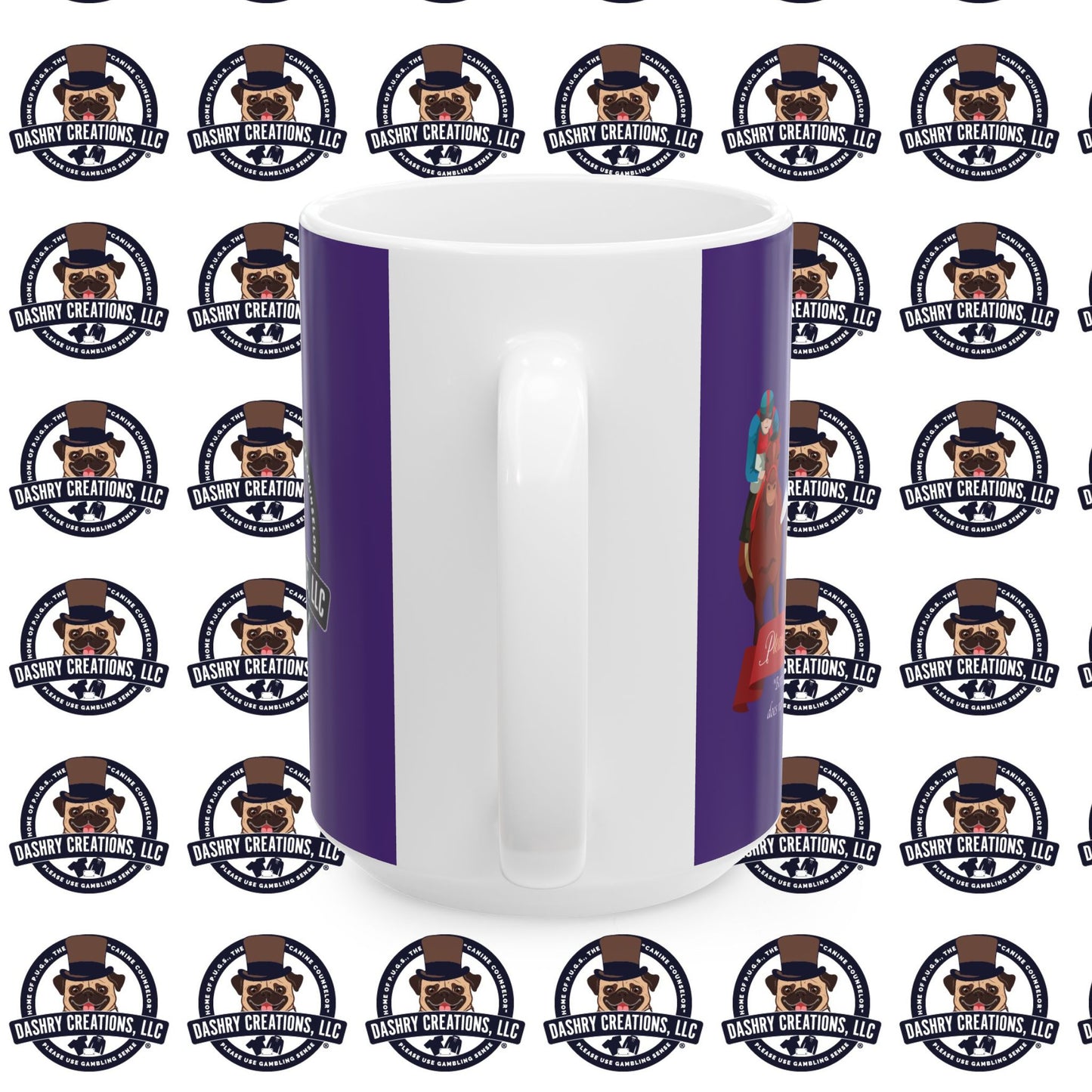 Horse Racing “Portfolio Diversification” White with Blue Band Men’s Fedora Hat Ceramic Mug, (11oz, 15oz)