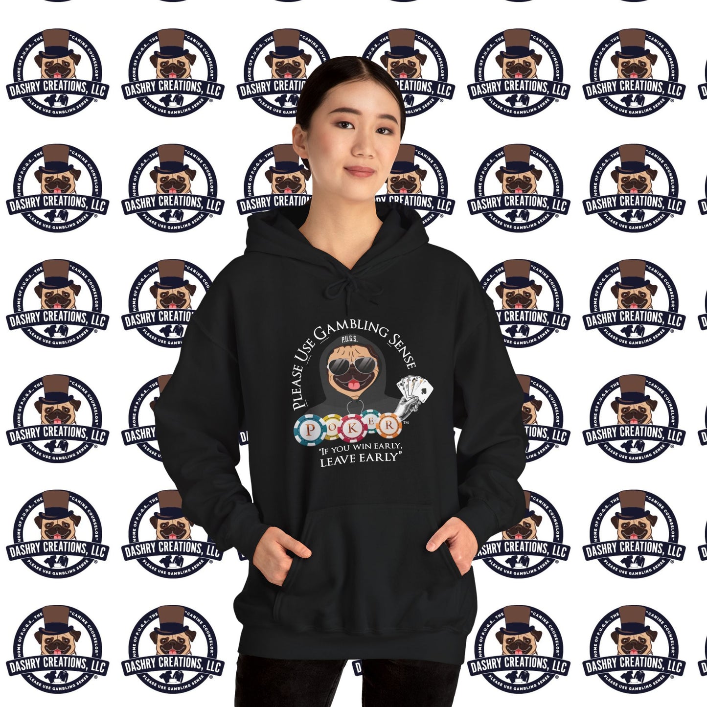 Poker “Win Early Leave” Early Black Hoodie Unisex Heavy Blend™ Hooded Sweatshirt