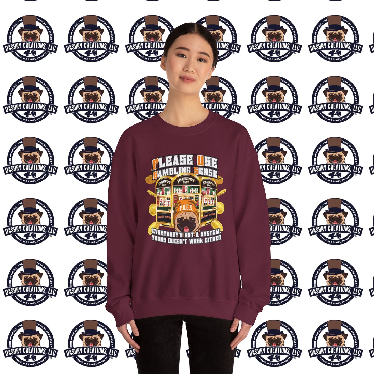 Slots “Everybody’s Got A System” Orange Wool Cap Unisex Heavy Blend™ Crewneck Sweatshirt