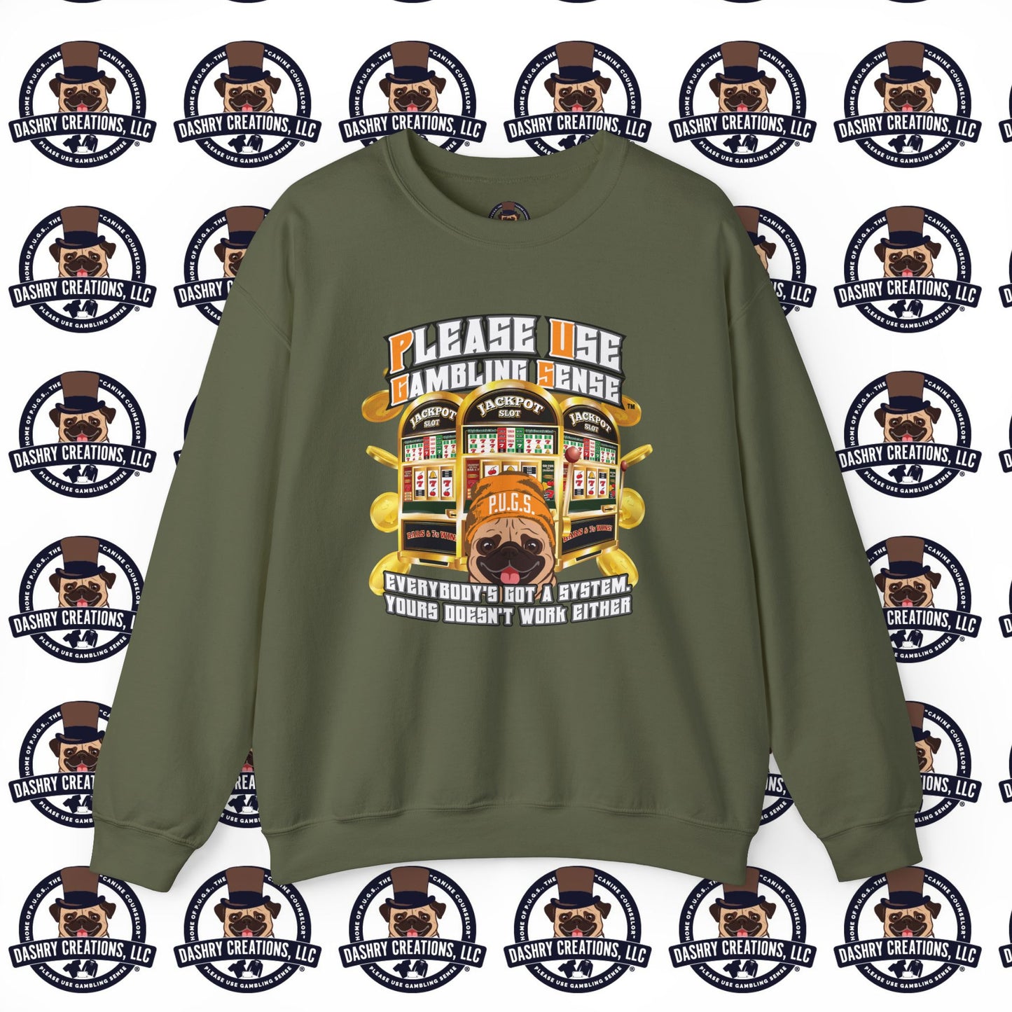 Slots “Everybody’s Got A System” Orange Wool Cap Unisex Heavy Blend™ Crewneck Sweatshirt