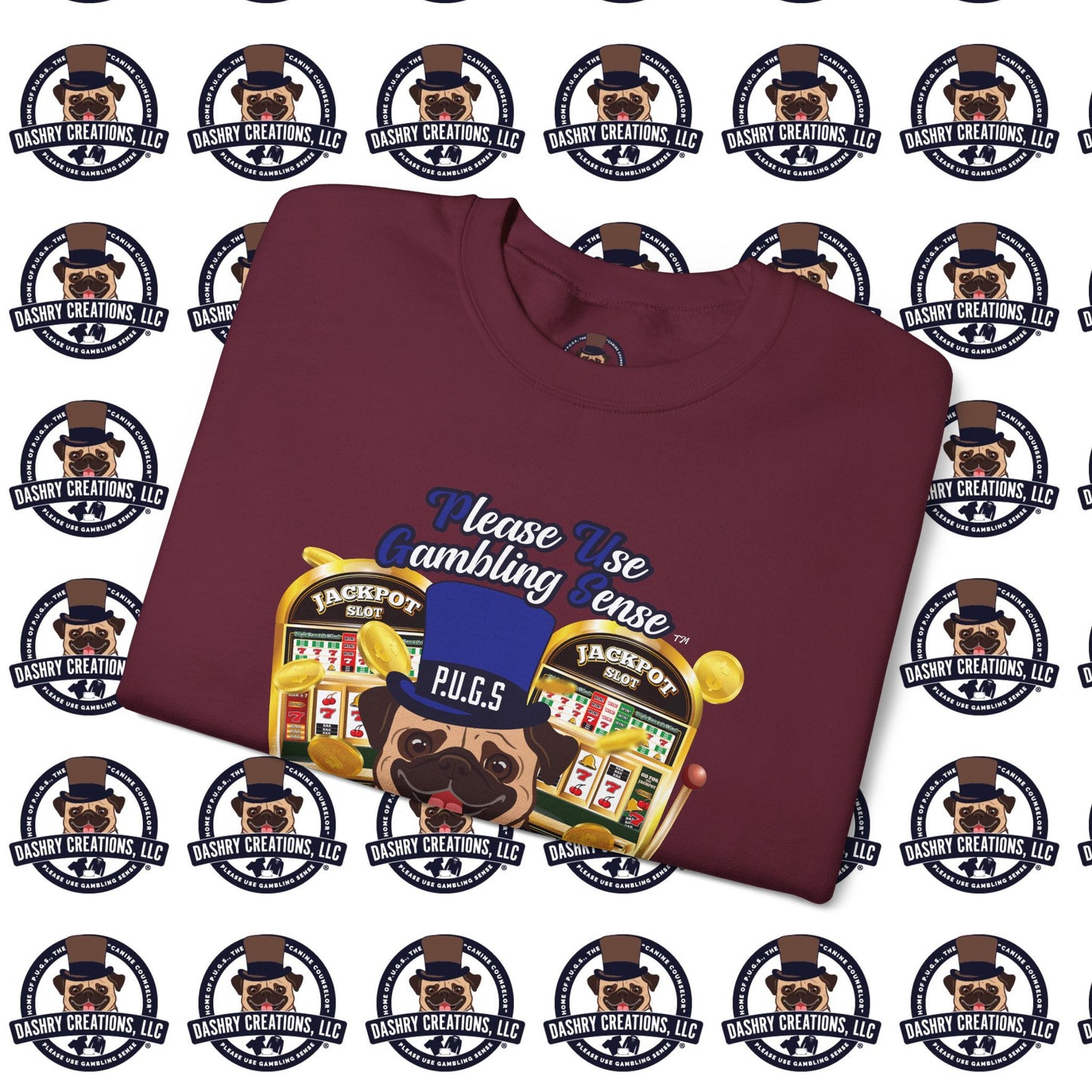 Slots “Everybody’s Got A System” Blue & Black Top Hat Unisex Heavy Blend™ Crewneck Sweatshirt