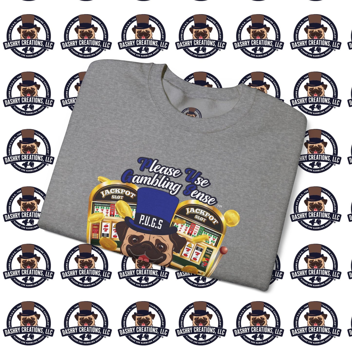 Slots “Everybody’s Got A System” Blue & Black Top Hat Unisex Heavy Blend™ Crewneck Sweatshirt