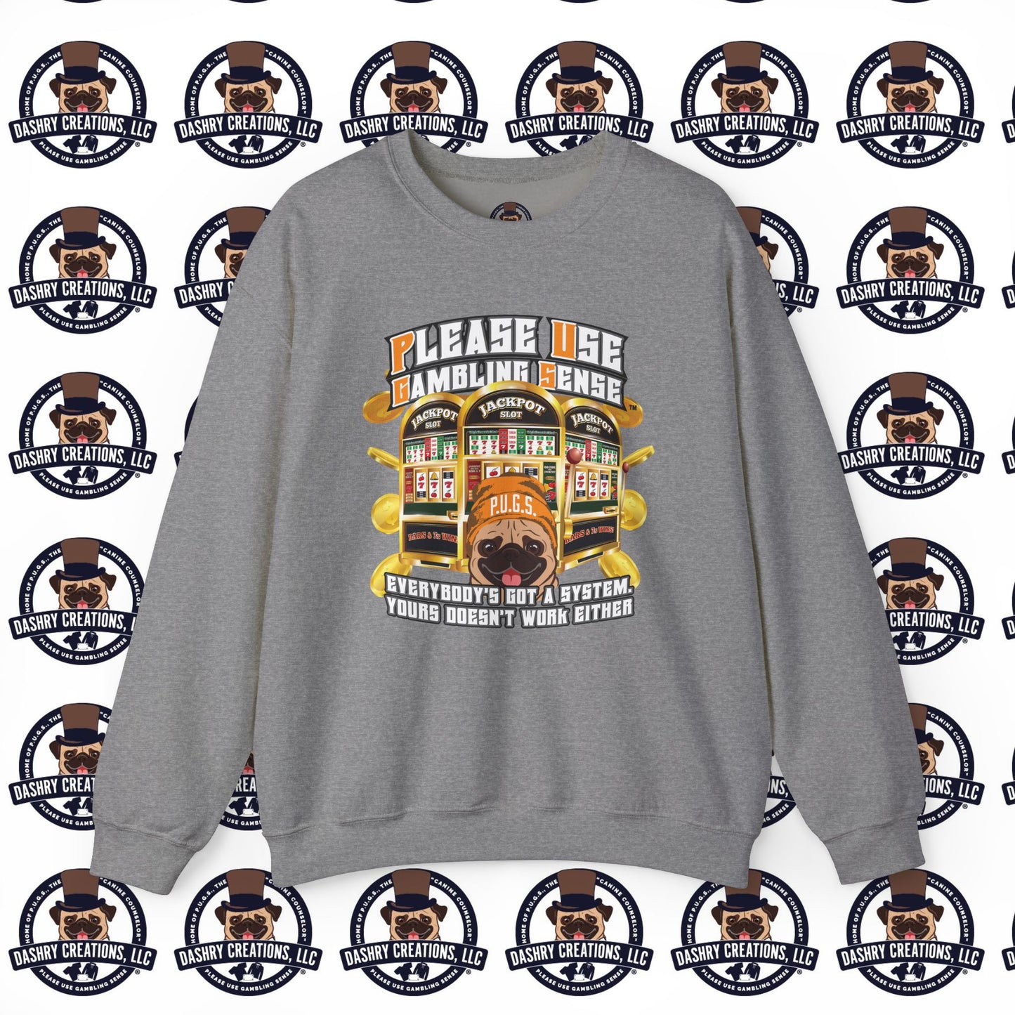 Slots “Everybody’s Got A System” Orange Wool Cap Unisex Heavy Blend™ Crewneck Sweatshirt
