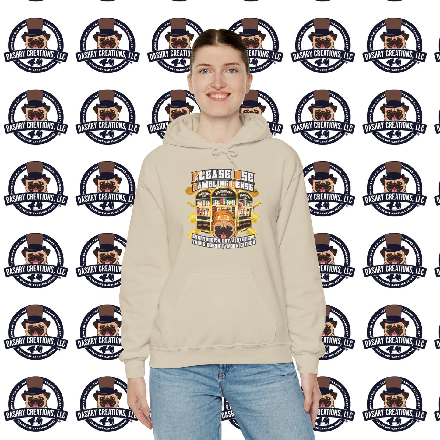 Slots “Everybody’s Got A System” Orange Wool Cap Unisex Heavy Blend™ Hooded Sweatshirt