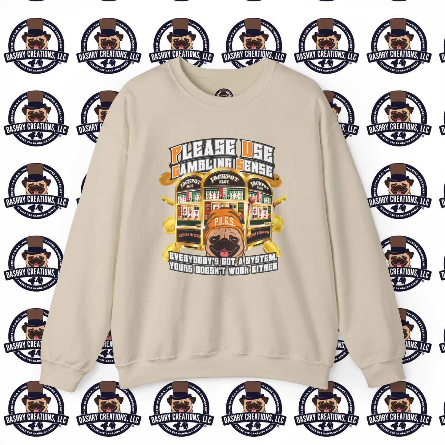 Slots “Everybody’s Got A System” Orange Wool Cap Unisex Heavy Blend™ Crewneck Sweatshirt