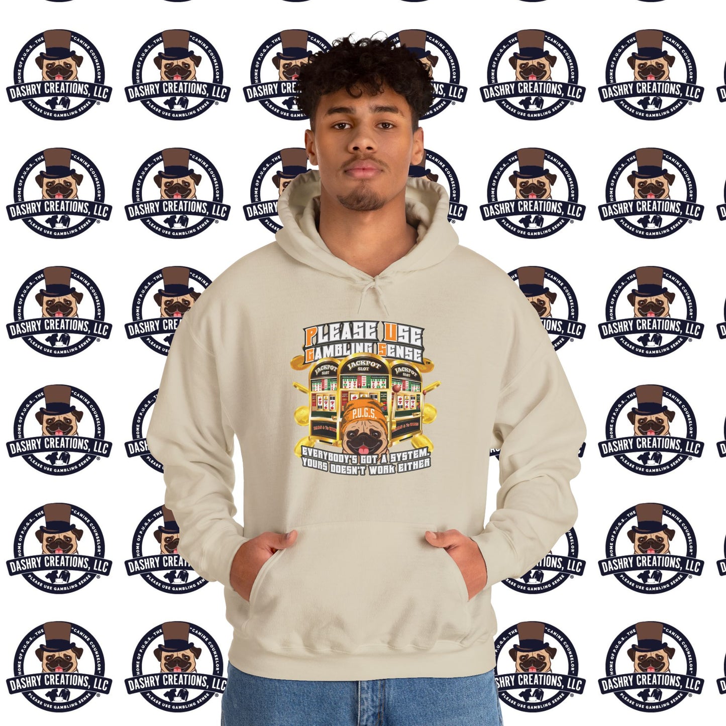 Slots “Everybody’s Got A System” Orange Wool Cap Unisex Heavy Blend™ Hooded Sweatshirt