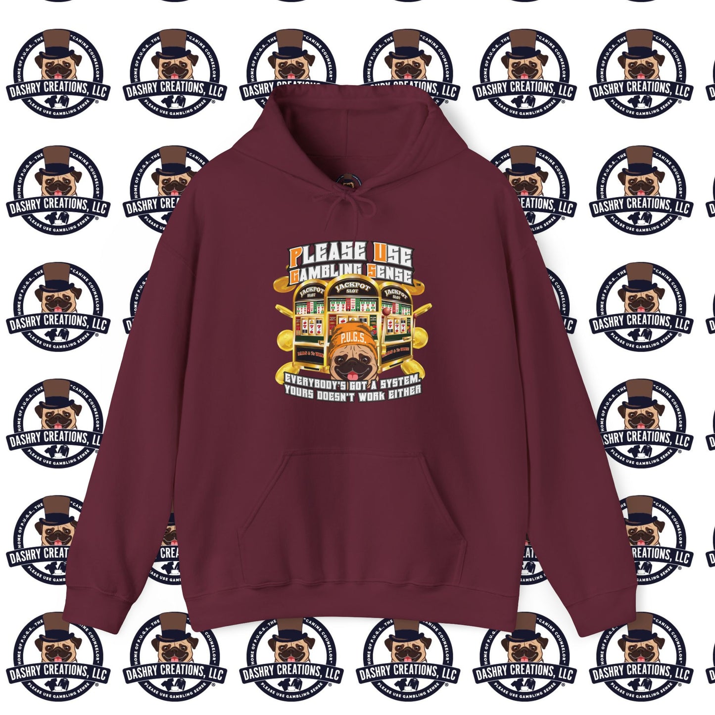 Slots “Everybody’s Got A System” Orange Wool Cap Unisex Heavy Blend™ Hooded Sweatshirt