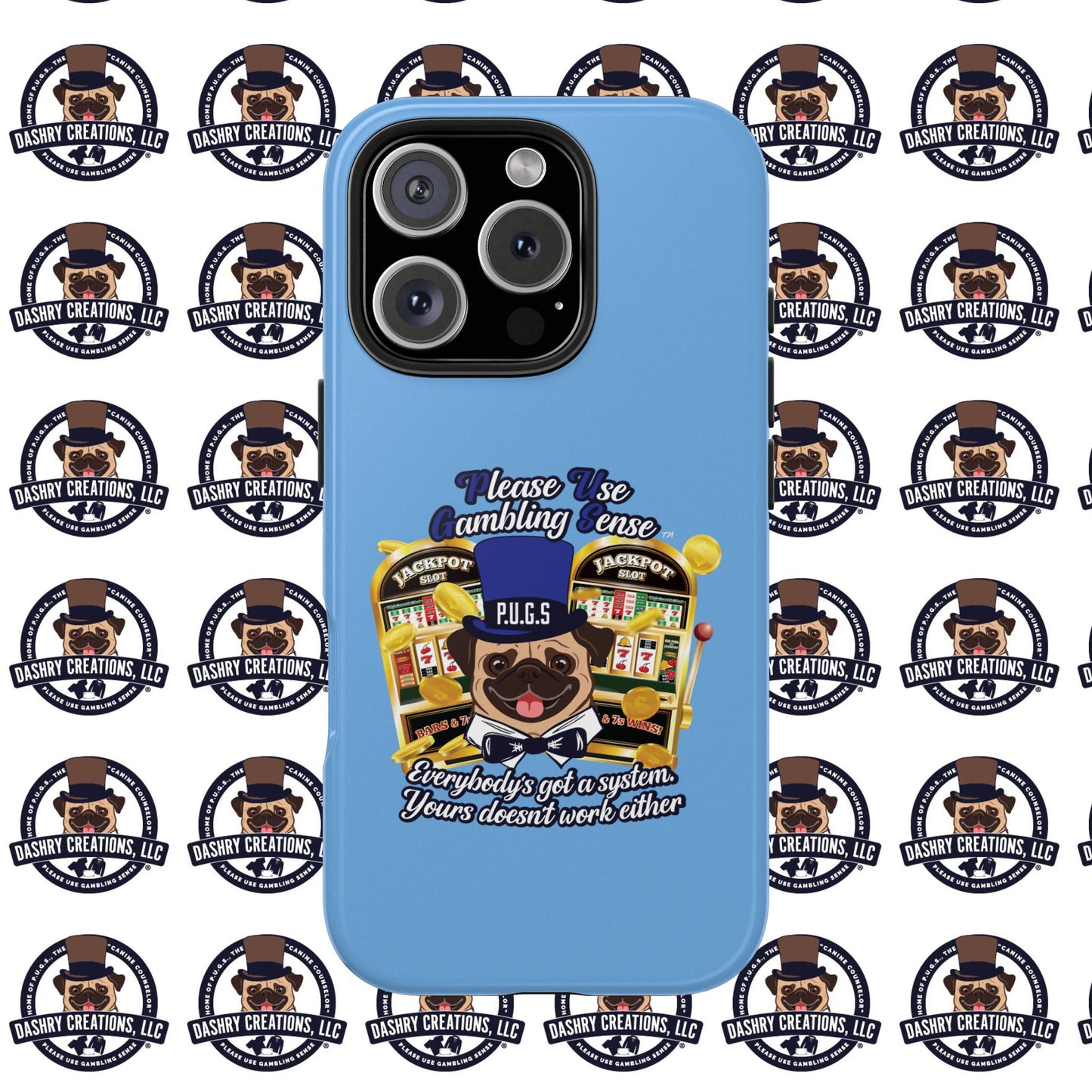 Slots “Everybody’s Got A System” Blue & Black Top Hat Tough Phone Cases
