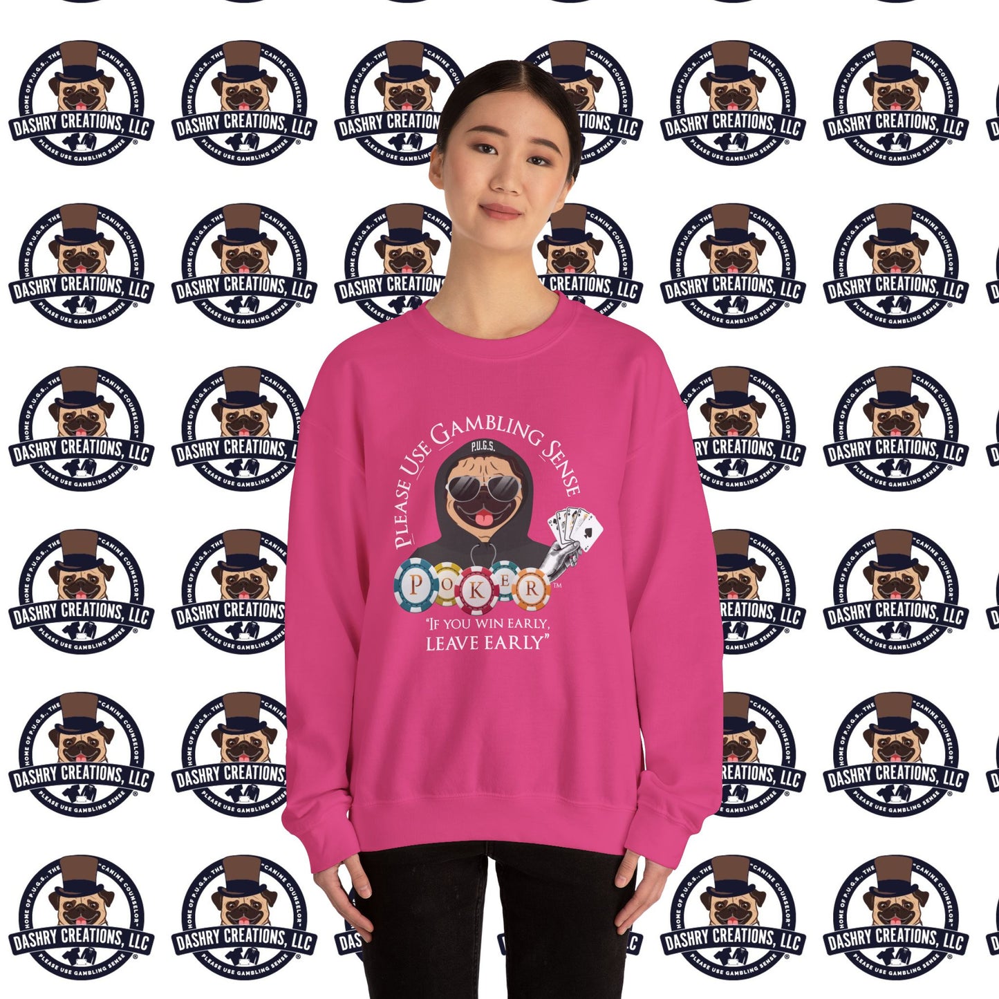 Poker “Win Early Leave” Early Black Hoodie Unisex Heavy Blend™ Crewneck Sweatshirt