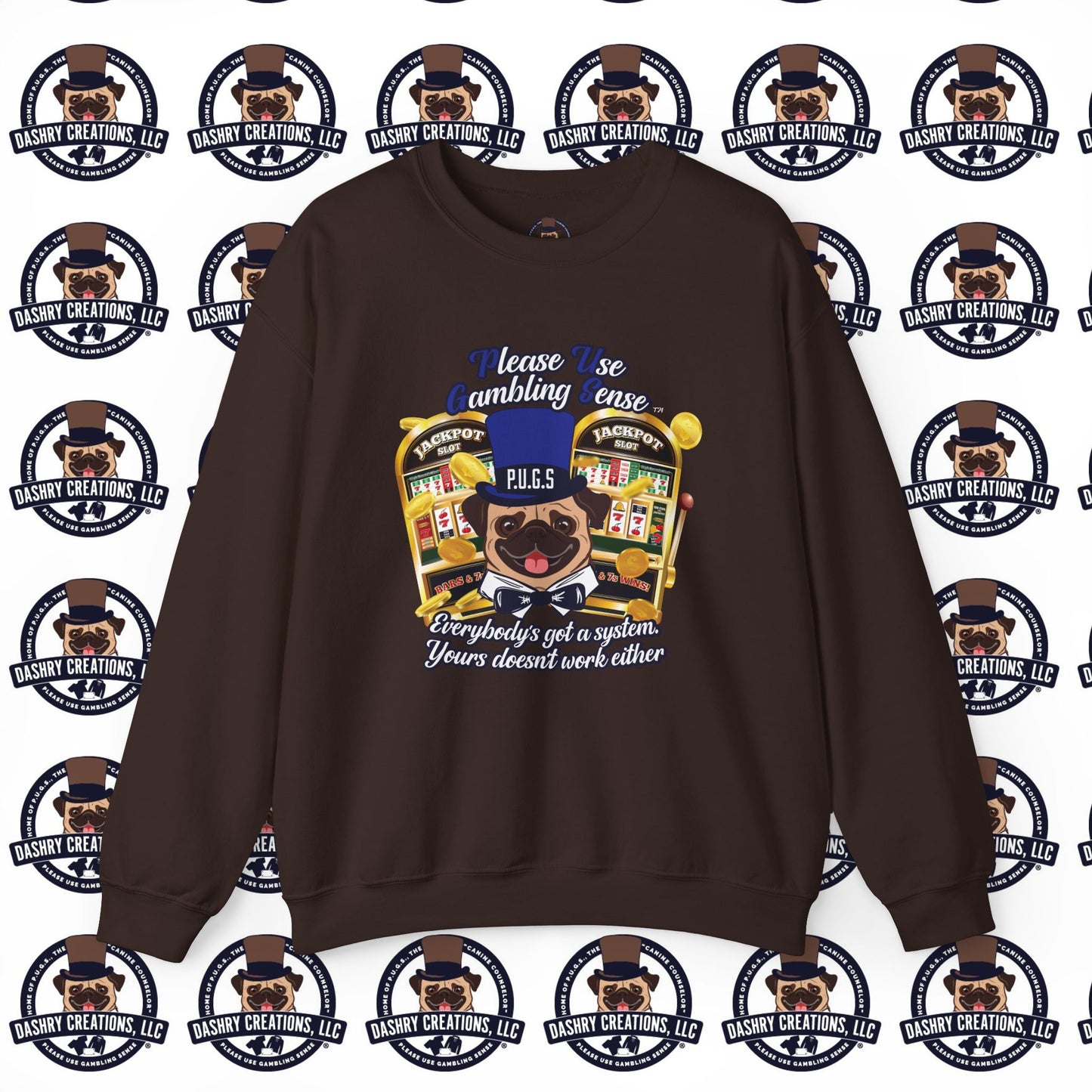 Slots “Everybody’s Got A System” Blue & Black Top Hat Unisex Heavy Blend™ Crewneck Sweatshirt