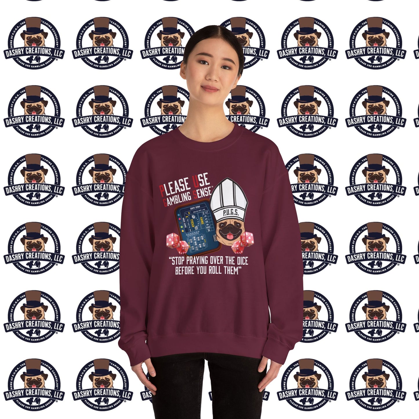 Craps “Praying Over Dice” Bishop’s Mitre Hat Unisex Heavy Blend™ Crewneck Sweatshirt