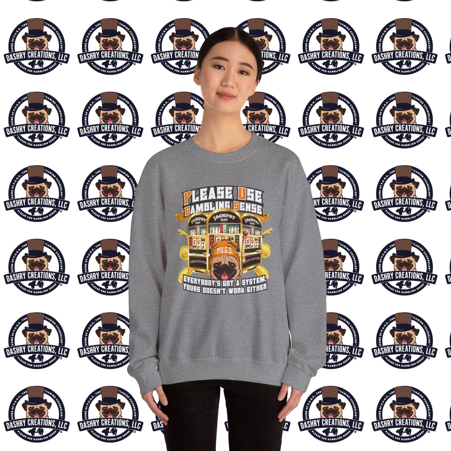 Slots “Everybody’s Got A System” Orange Wool Cap Unisex Heavy Blend™ Crewneck Sweatshirt