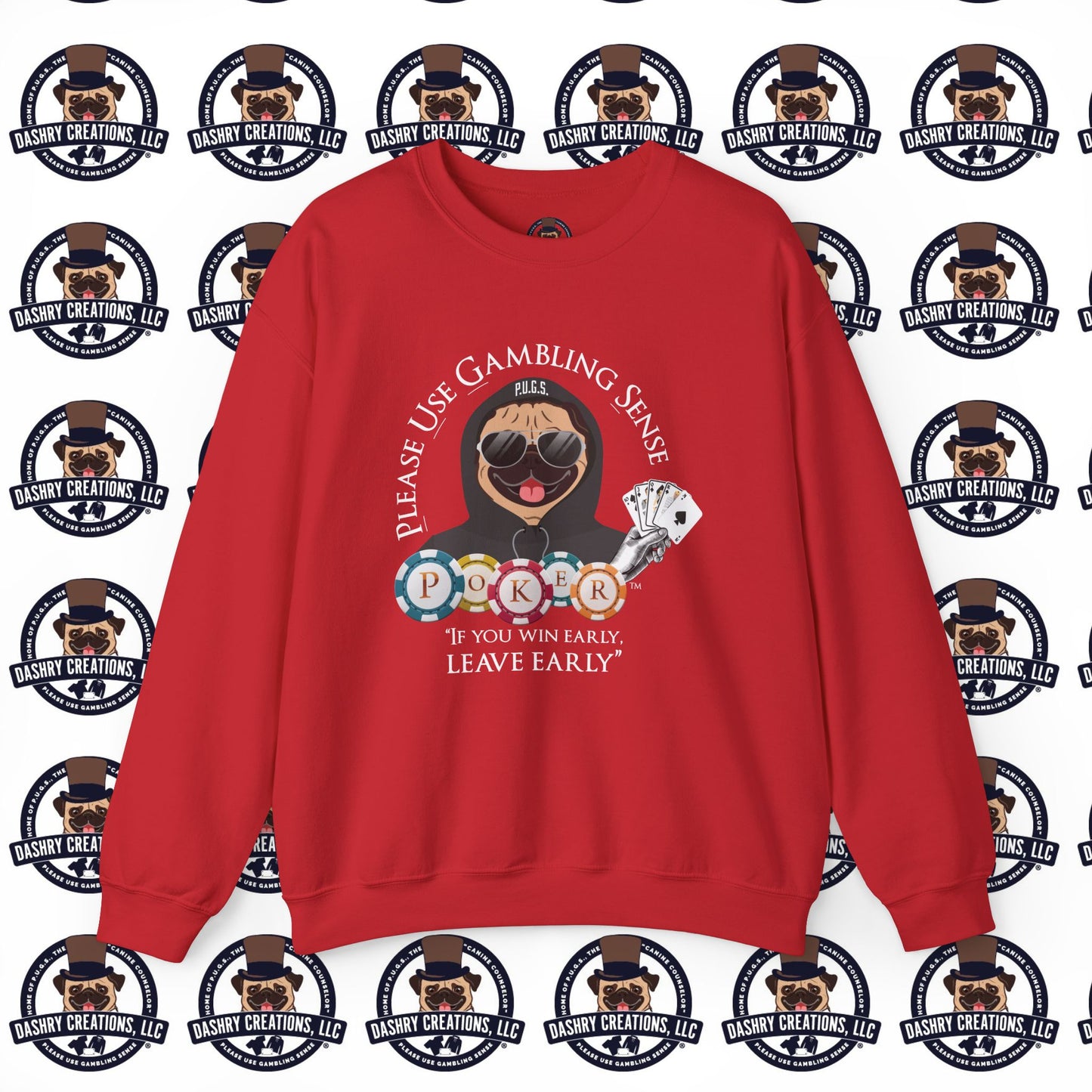 Poker “Win Early Leave” Early Black Hoodie Unisex Heavy Blend™ Crewneck Sweatshirt