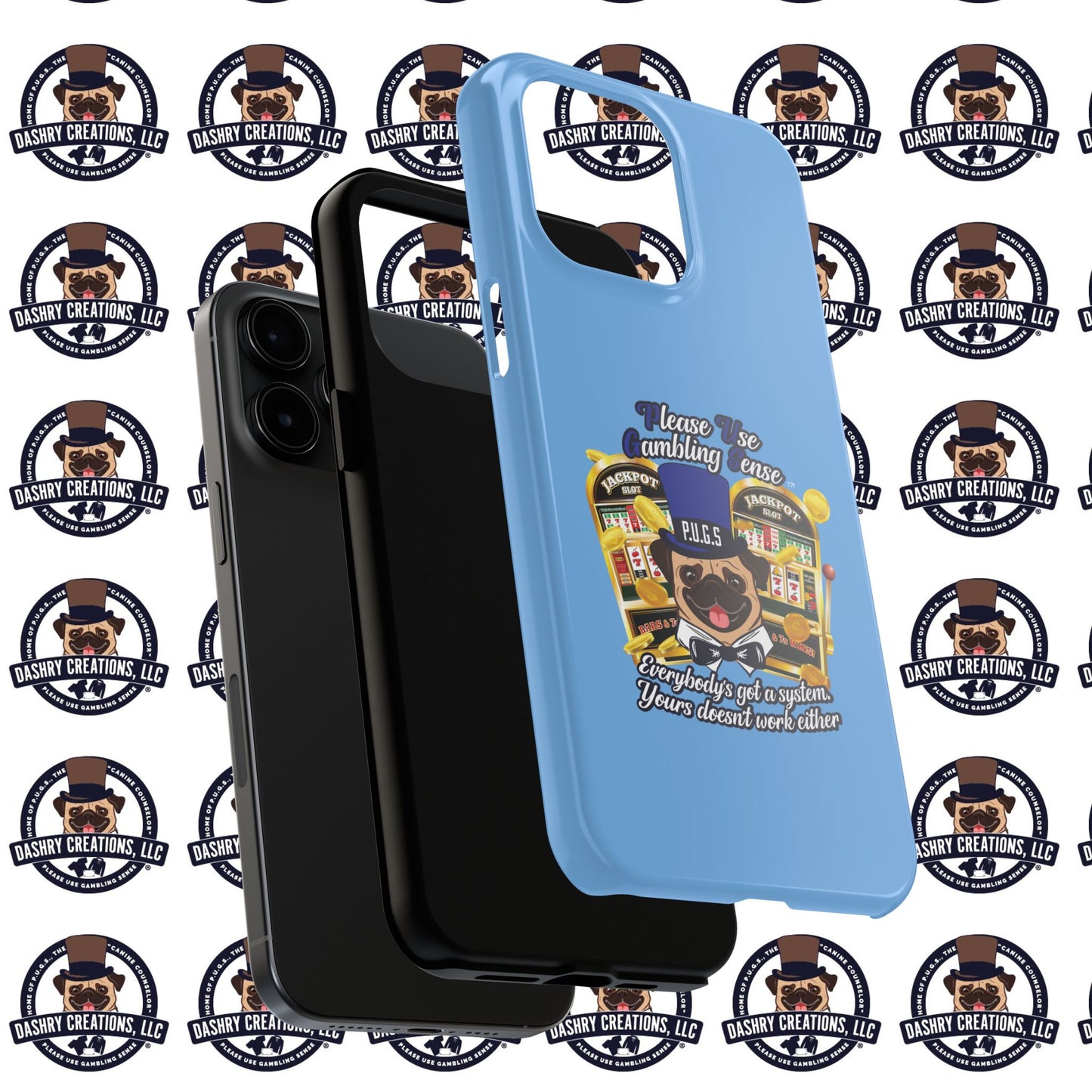 Slots “Everybody’s Got A System” Blue & Black Top Hat Tough Phone Cases