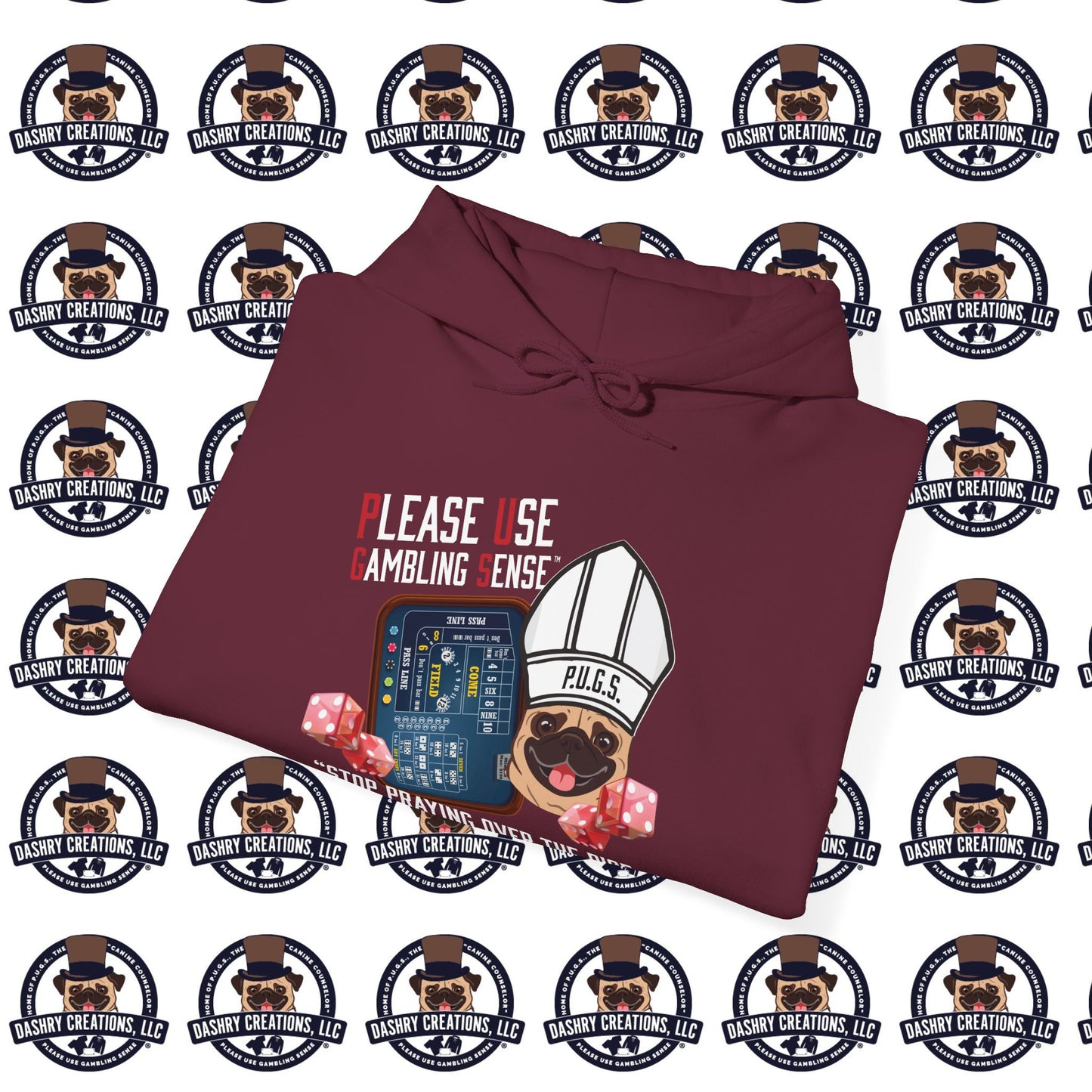 Craps “Praying Over Dice” Bishop’s Mitre Hat Unisex Heavy Blend™ Hooded Sweatshirt