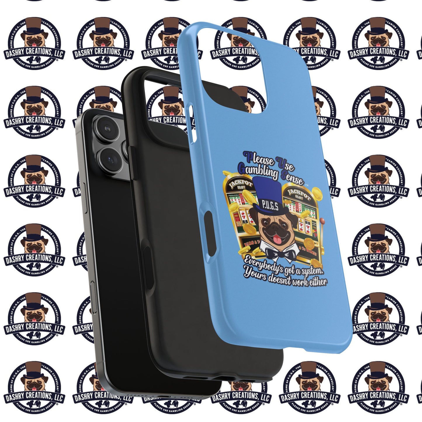 Slots “Everybody’s Got A System” Blue & Black Top Hat Tough Phone Cases