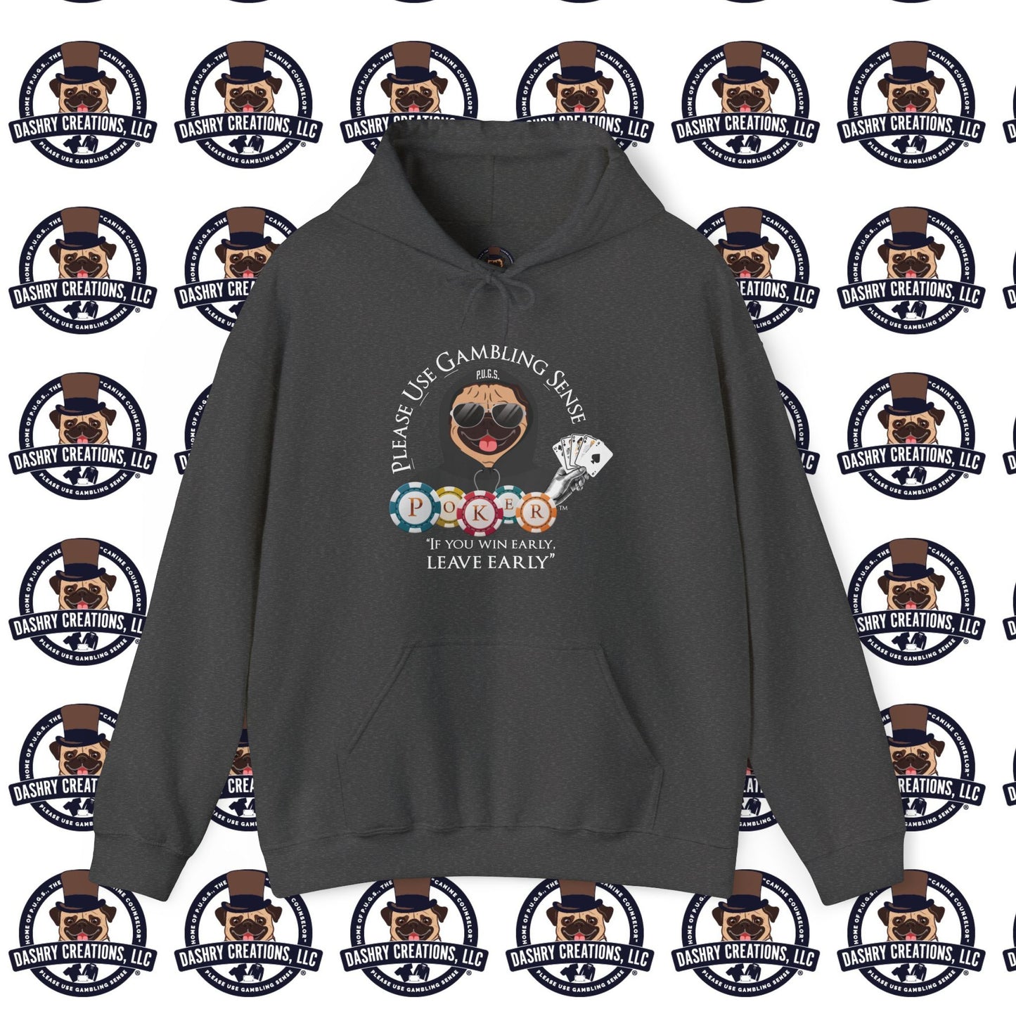 Poker “Win Early Leave” Early Black Hoodie Unisex Heavy Blend™ Hooded Sweatshirt