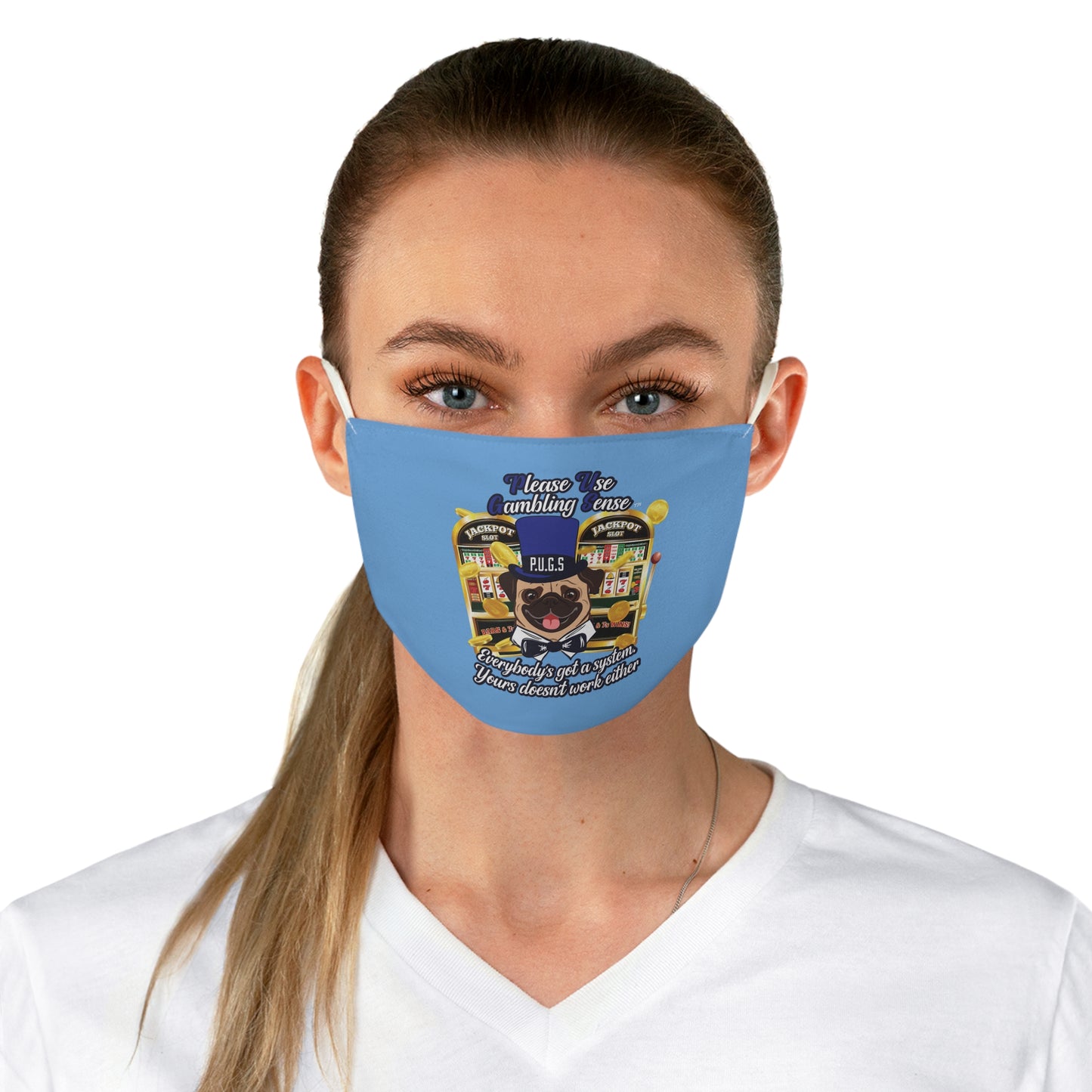 Slots “Everybody’s Got A System” Blue & Black Top Hat Fabric Face Mask