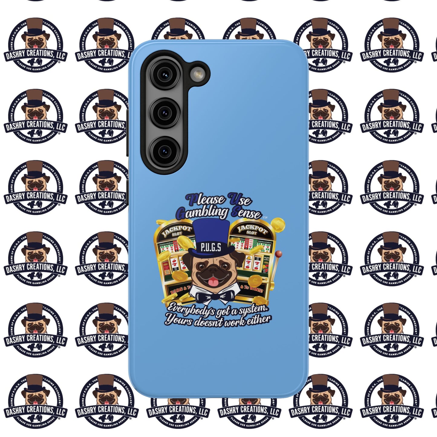 Slots “Everybody’s Got A System” Blue & Black Top Hat Tough Phone Cases