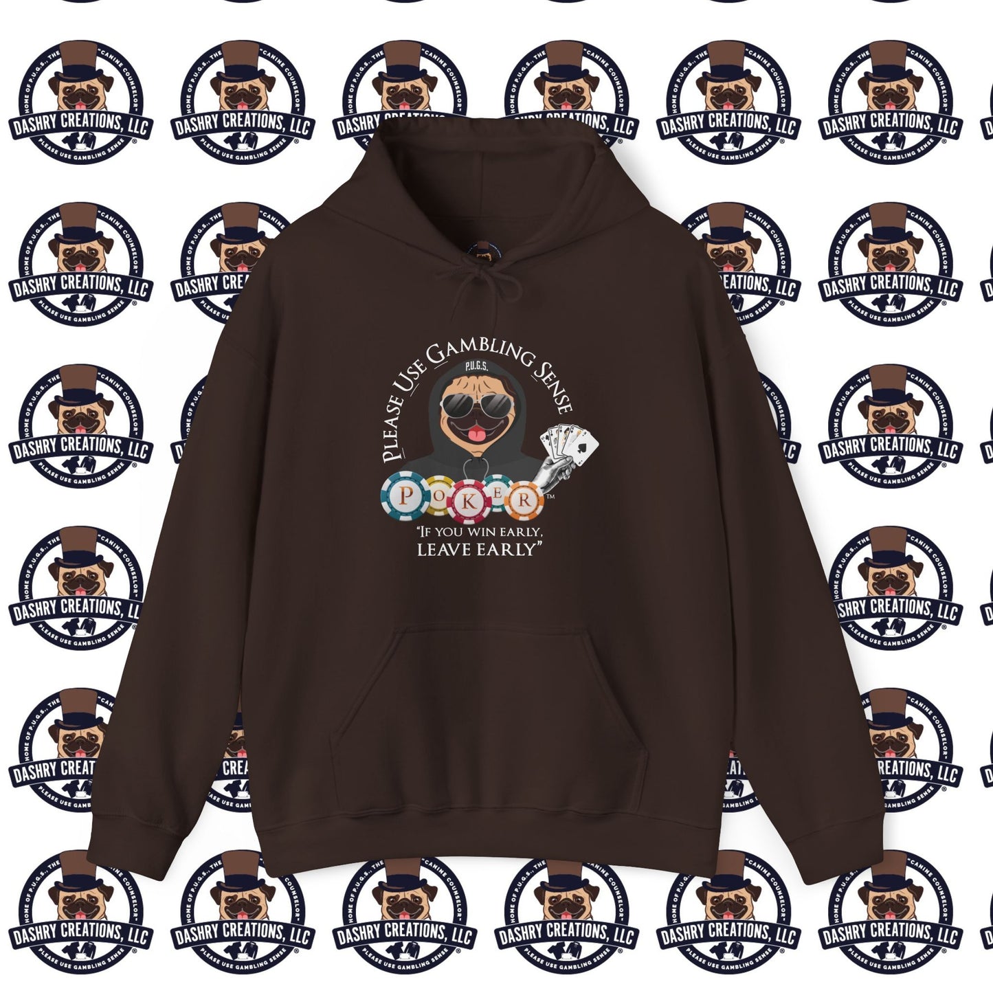 Poker “Win Early Leave” Early Black Hoodie Unisex Heavy Blend™ Hooded Sweatshirt
