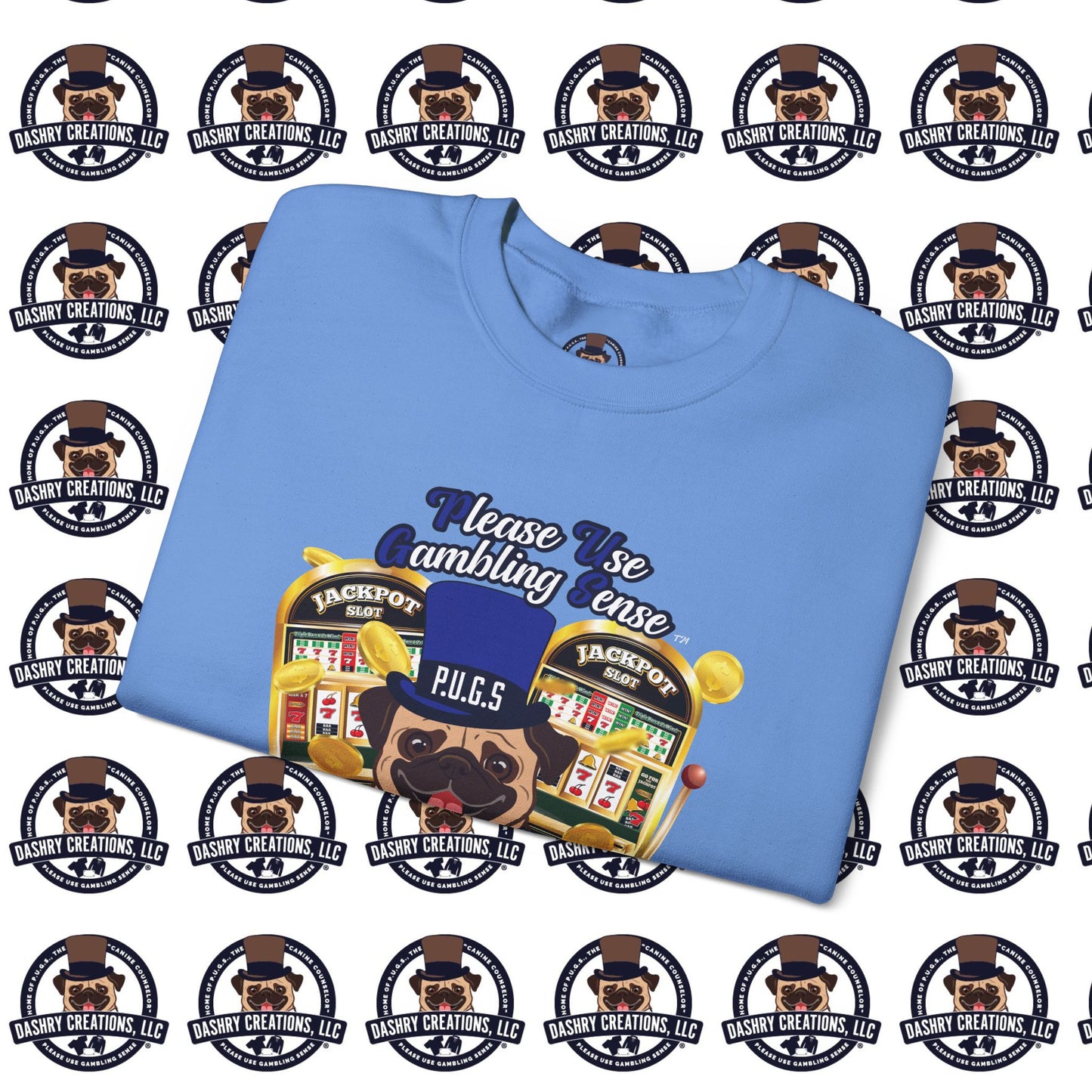 Slots “Everybody’s Got A System” Blue & Black Top Hat Unisex Heavy Blend™ Crewneck Sweatshirt