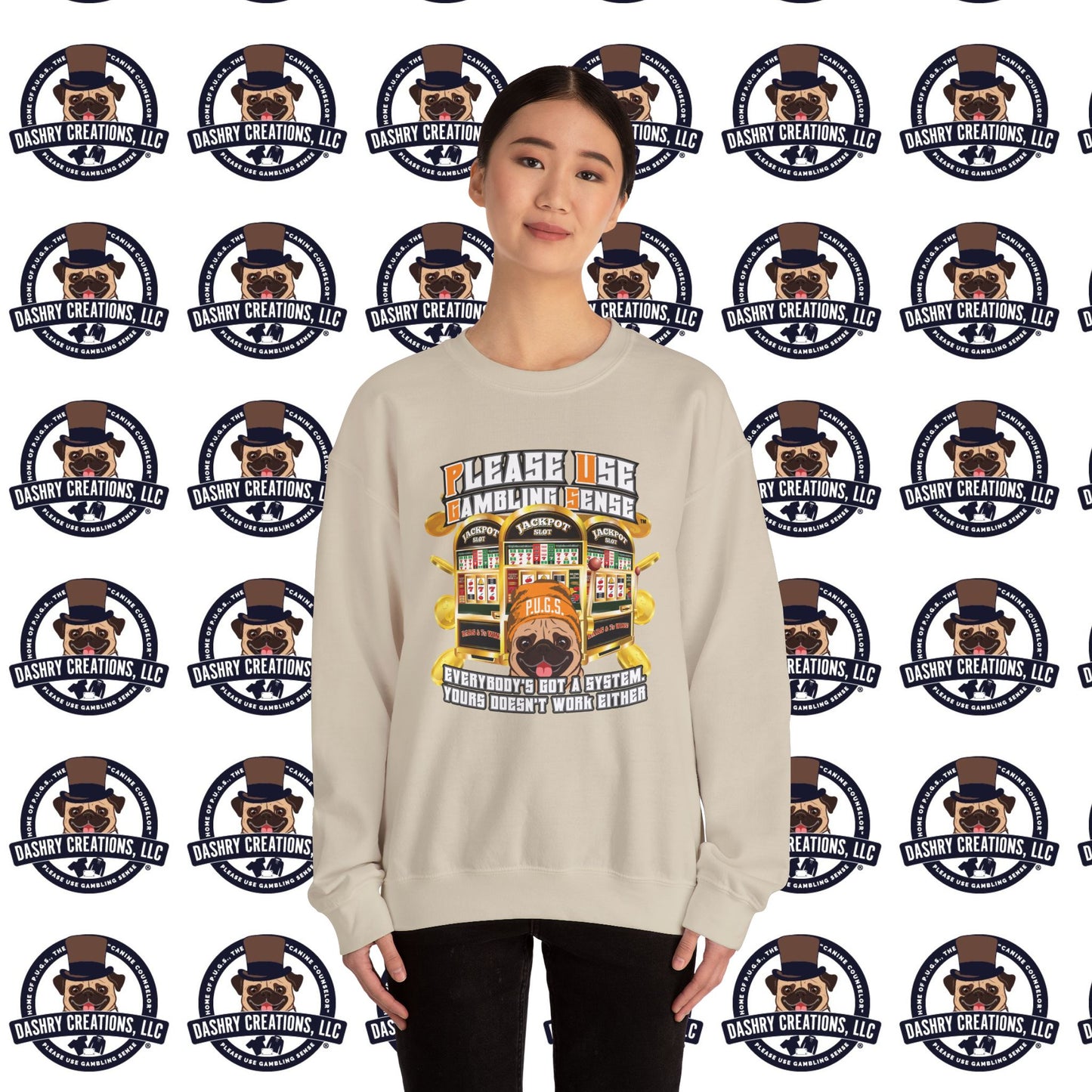 Slots “Everybody’s Got A System” Orange Wool Cap Unisex Heavy Blend™ Crewneck Sweatshirt