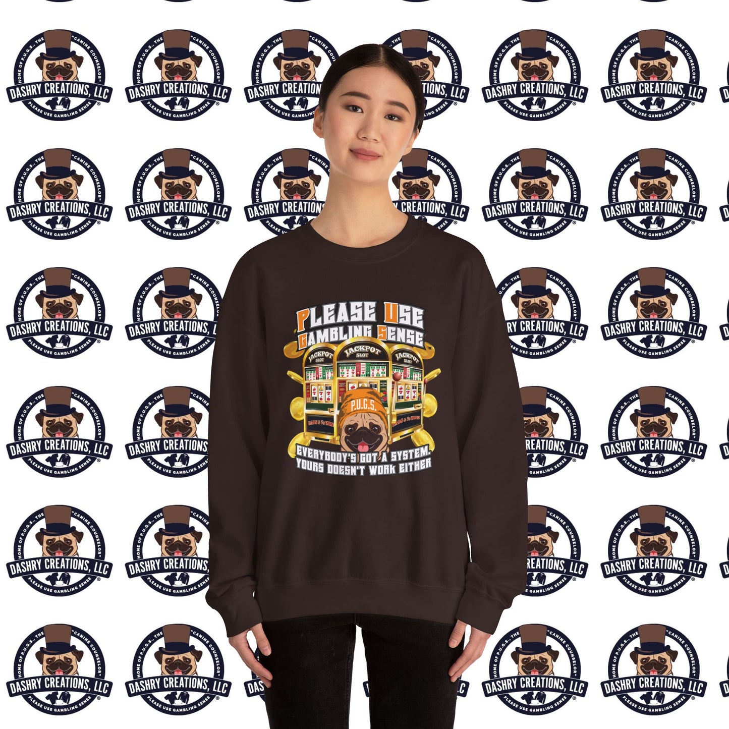 Slots “Everybody’s Got A System” Orange Wool Cap Unisex Heavy Blend™ Crewneck Sweatshirt