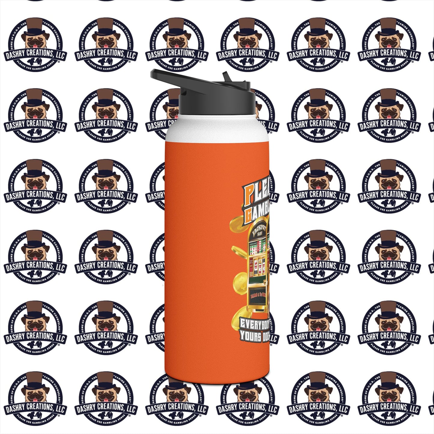 Slots “Everybody’s Got A System” Orange Wool Cap Stainless Steel Water Bottle, Standard Lid