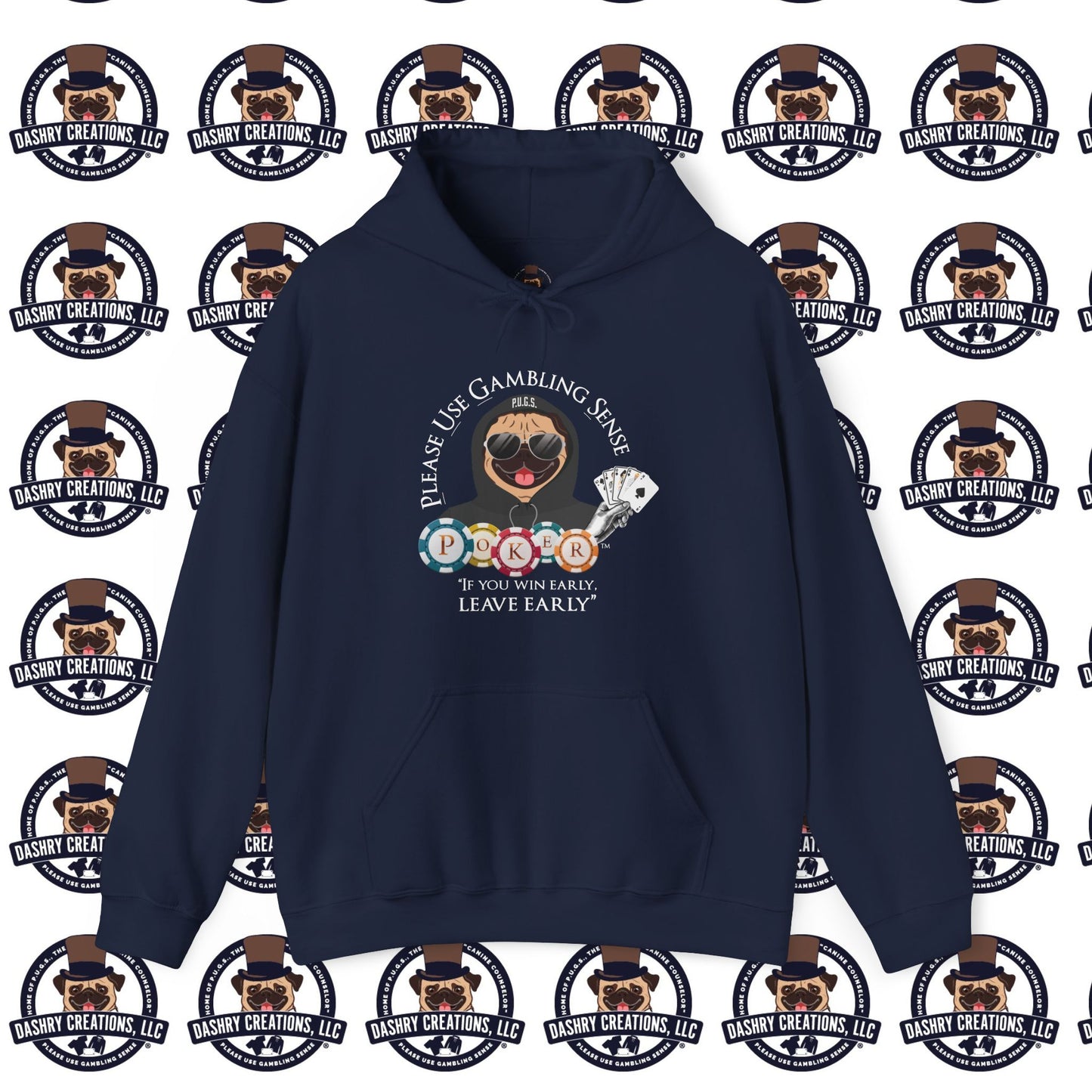 Poker “Win Early Leave” Early Black Hoodie Unisex Heavy Blend™ Hooded Sweatshirt