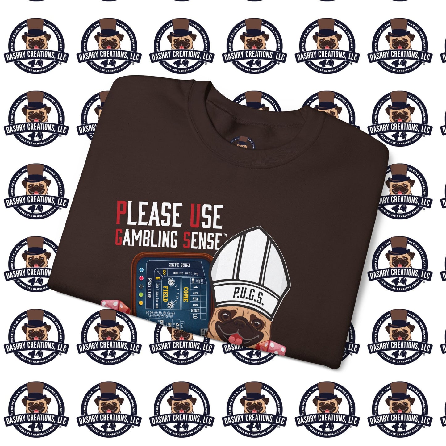 Craps “Praying Over Dice” Bishop’s Mitre Hat Unisex Heavy Blend™ Crewneck Sweatshirt